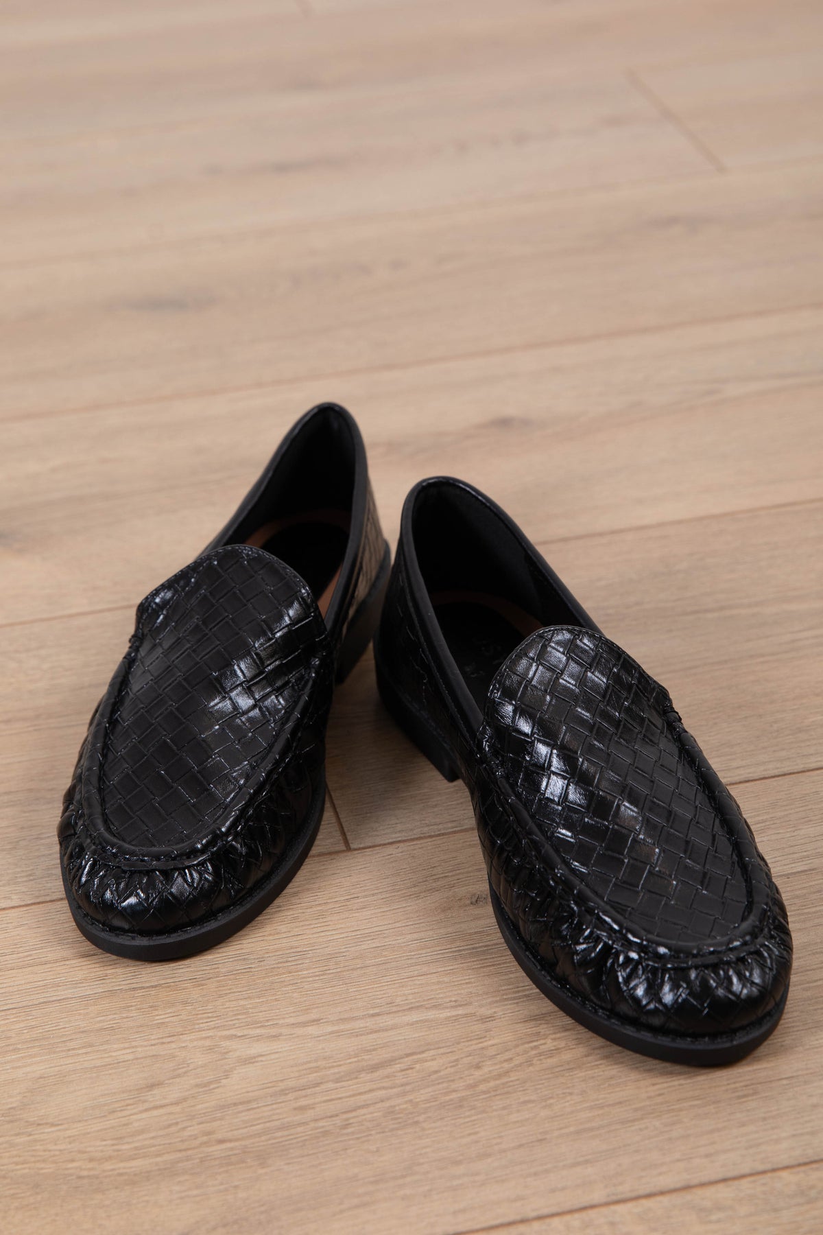Mocassino in eco-pelle intrecciata variante nero Susy Mix