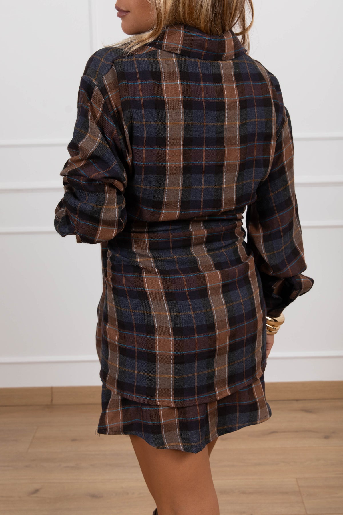 Abito check con effetto camicia annodata Haveone