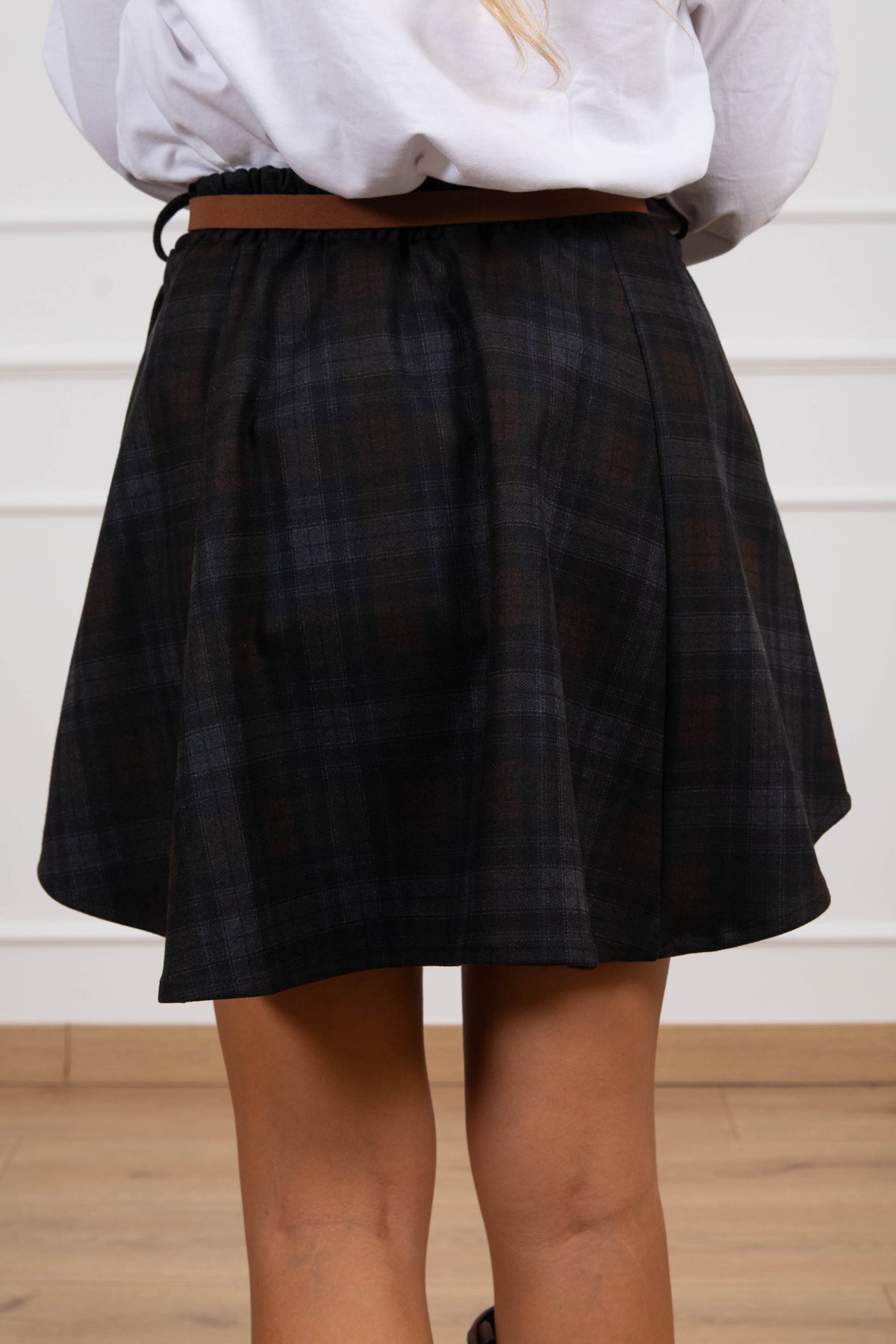 Mini-gonna svasata check variante moro Haveone