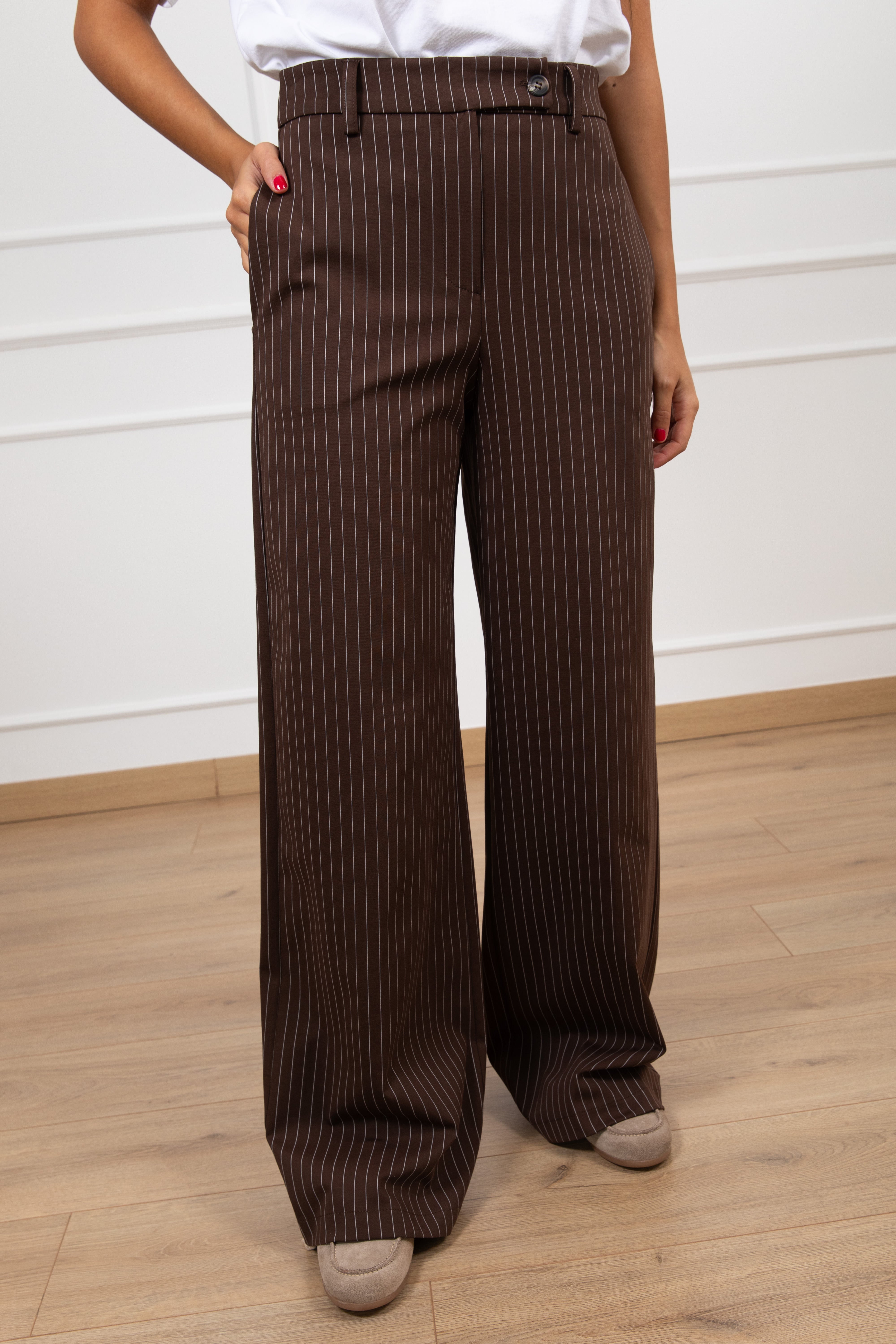 Pantalone gessato gamba dritta in punto milano leggero Tensione IN