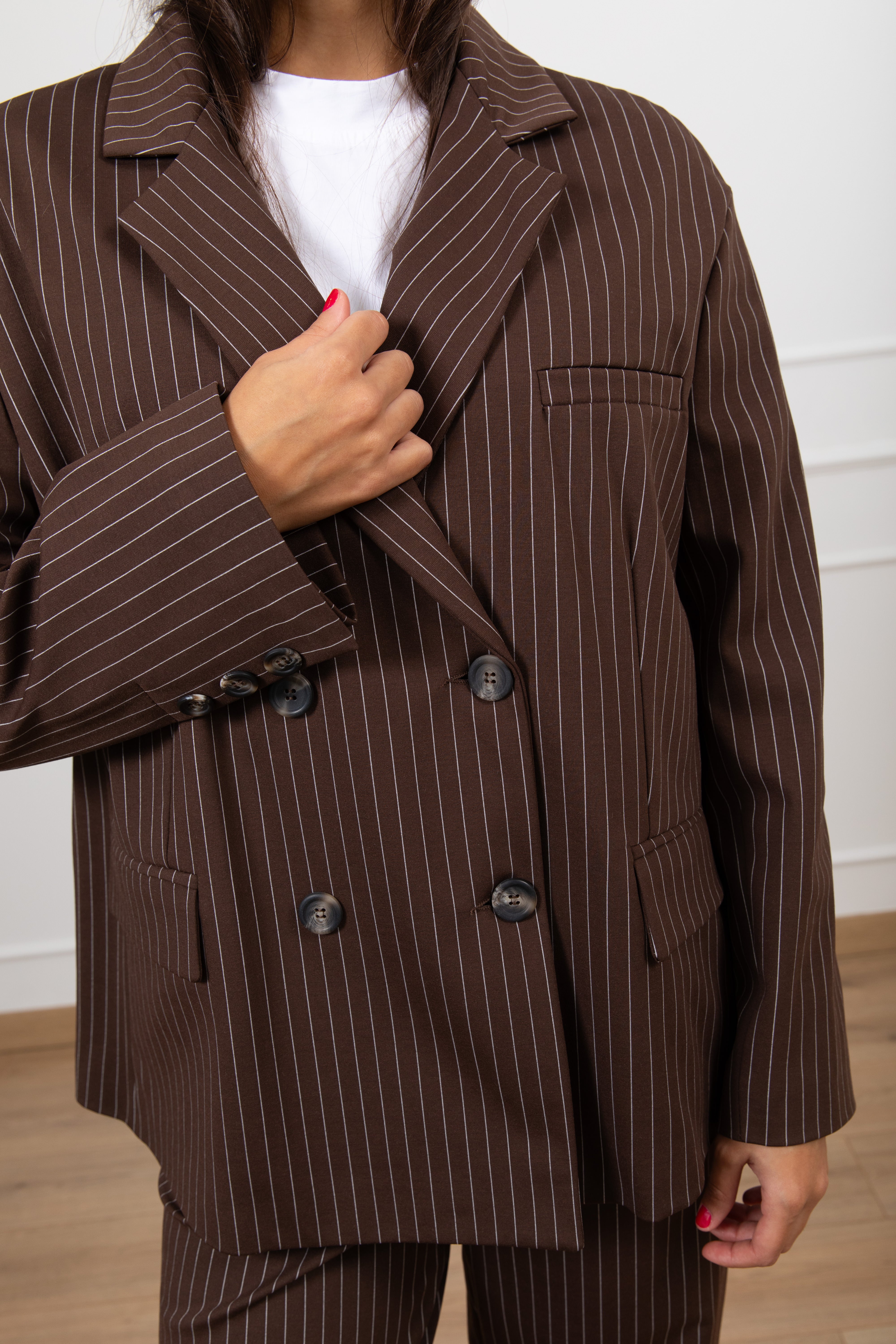 Giacca gessata over-size in punto milano leggero Tensione IN