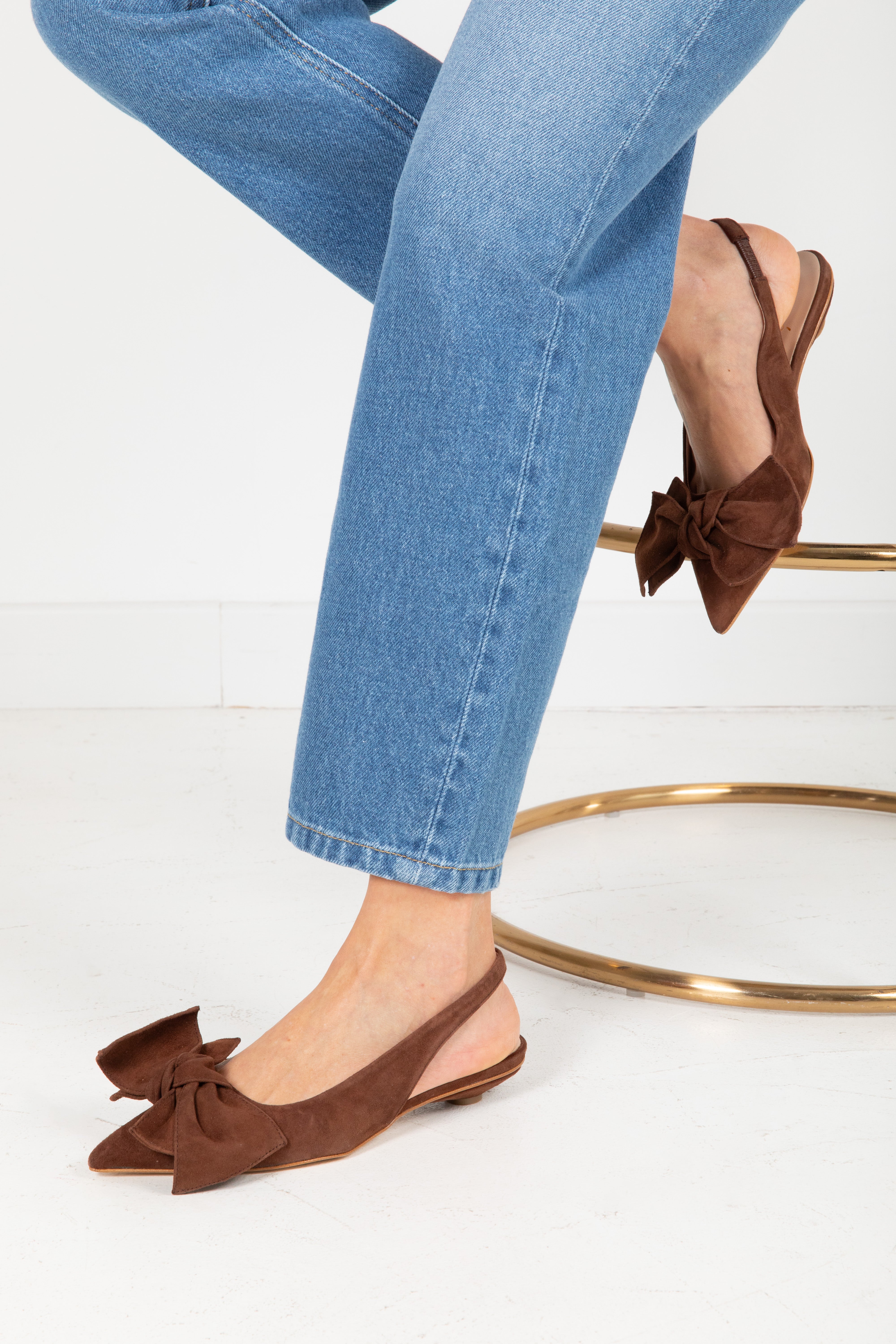 Sling back in camoscio con fiocco Ovyé