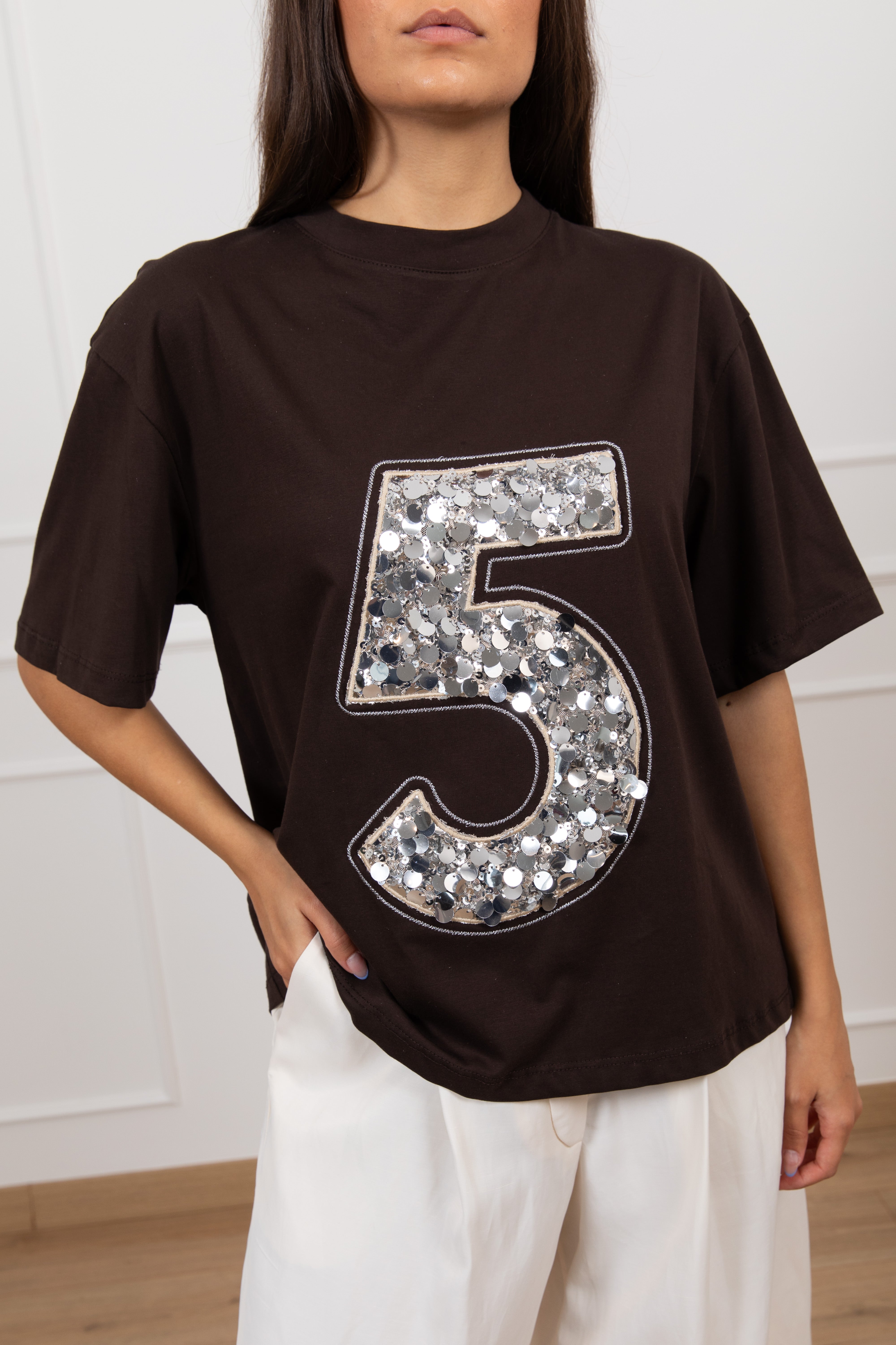 T-shirt "5" paillettes Tensione IN