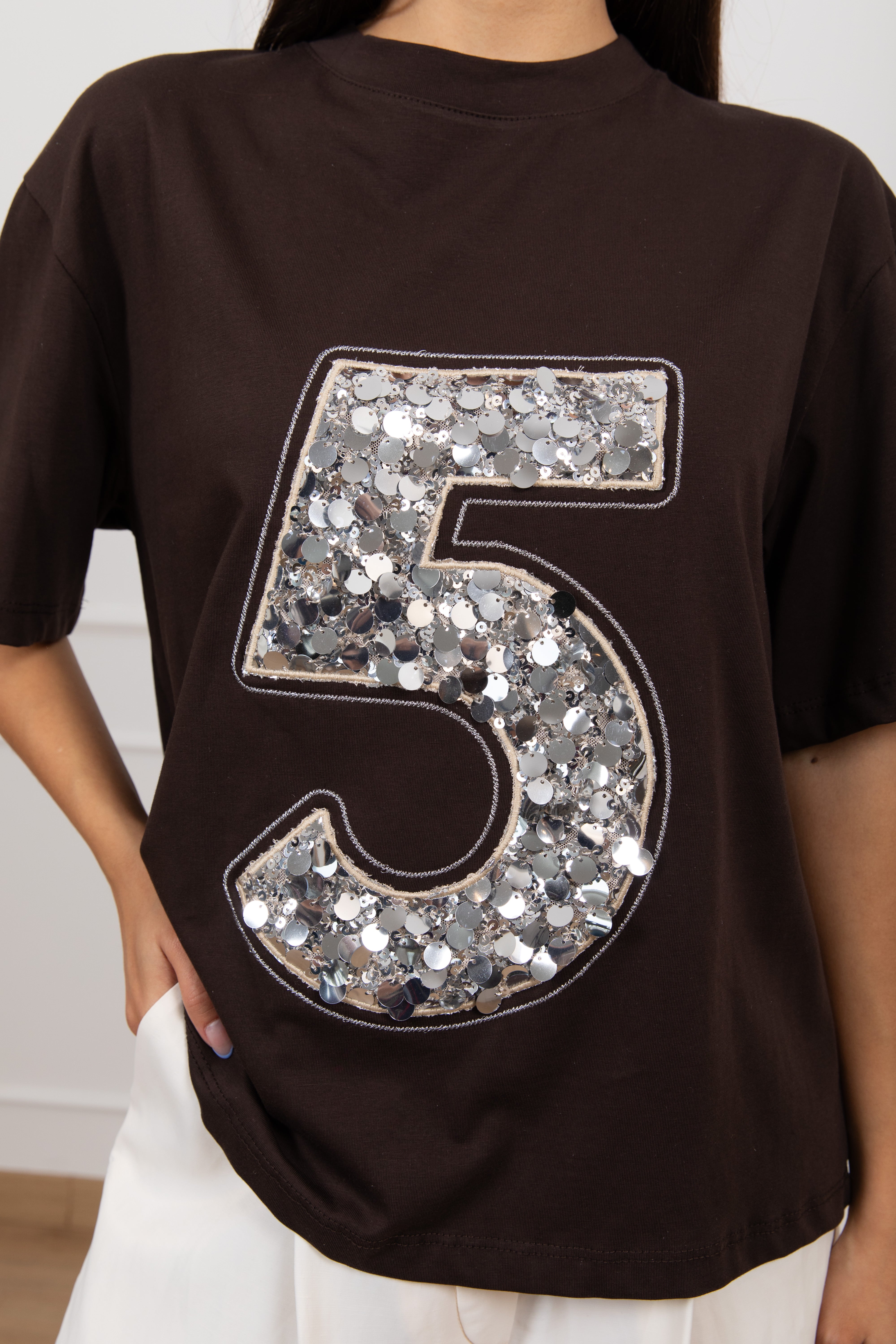 T-shirt "5" paillettes Tensione IN