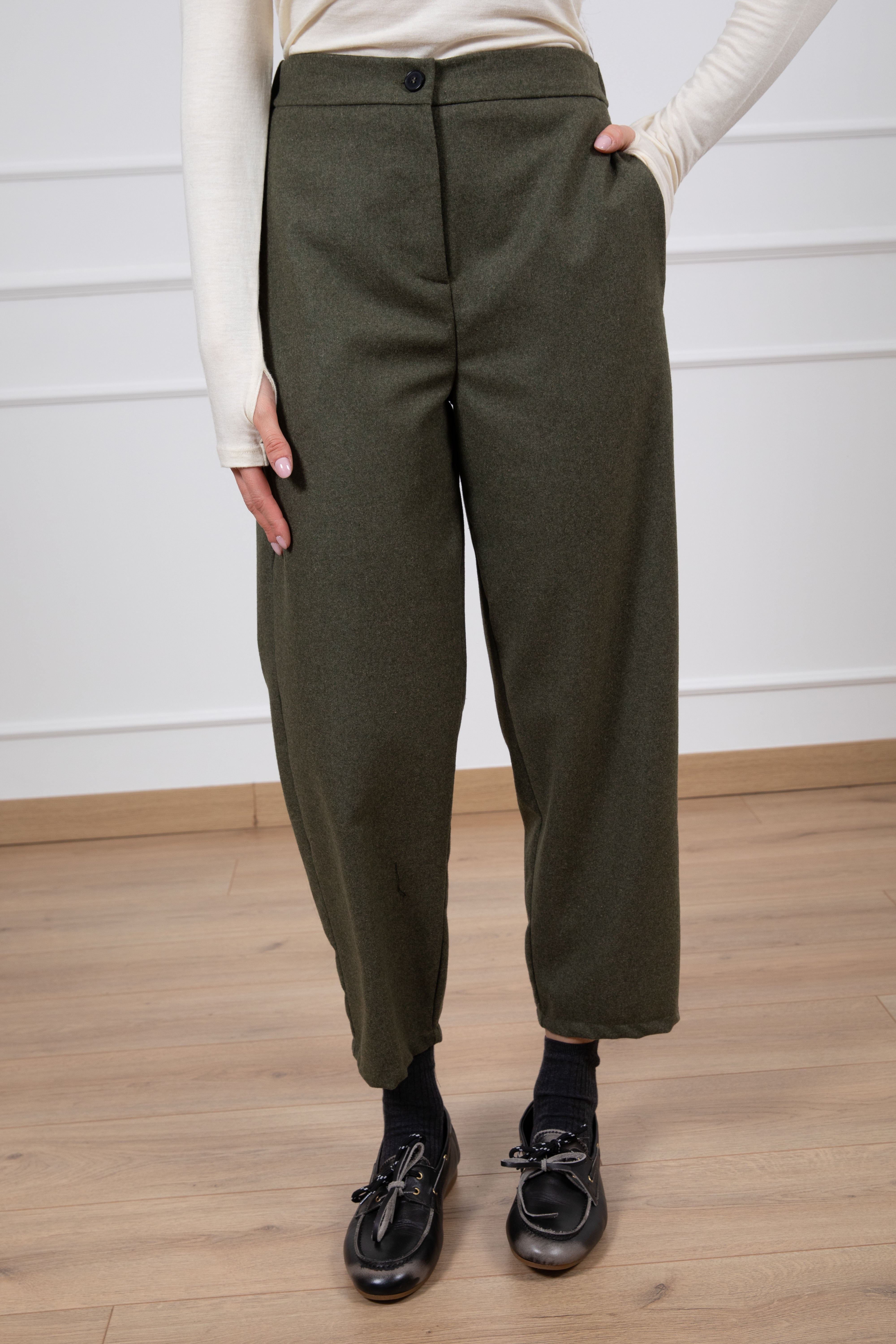 Pantalone carrot-fit in flanella ViCOLO