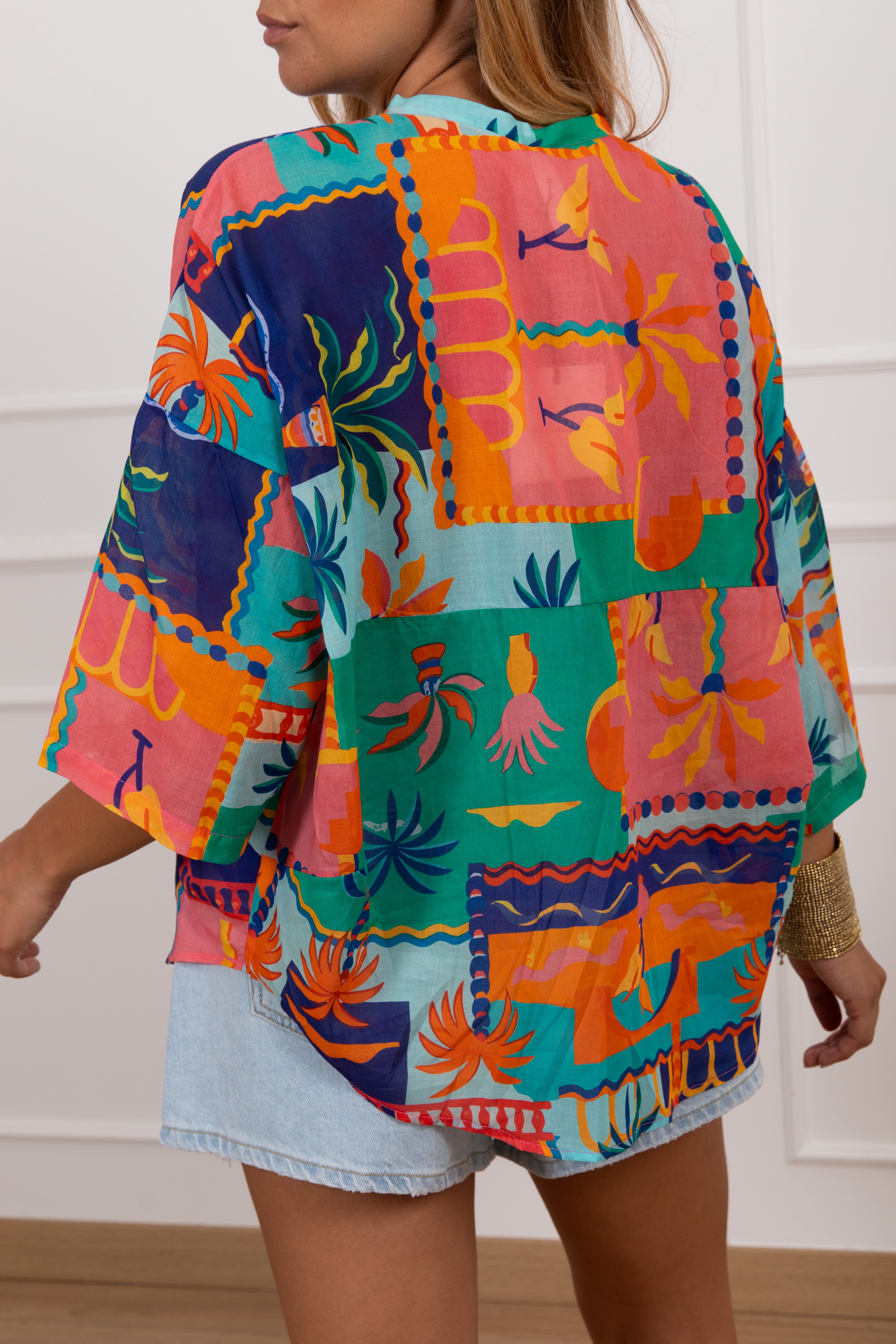 Camicia in mussola fantasia palme multicolor Tensione IN