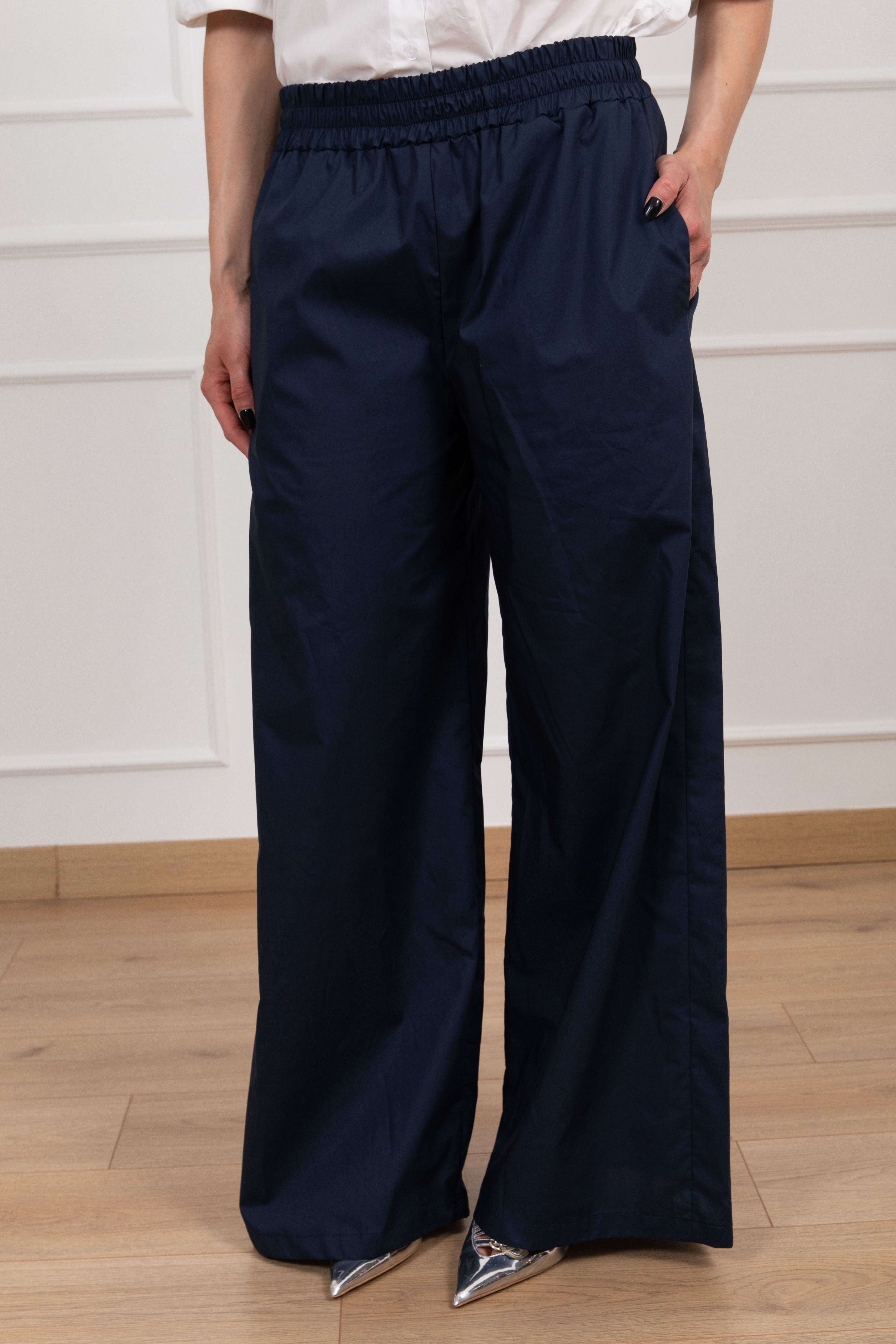 Pantalone gamba larga con tasca paillettes e elastico Motel