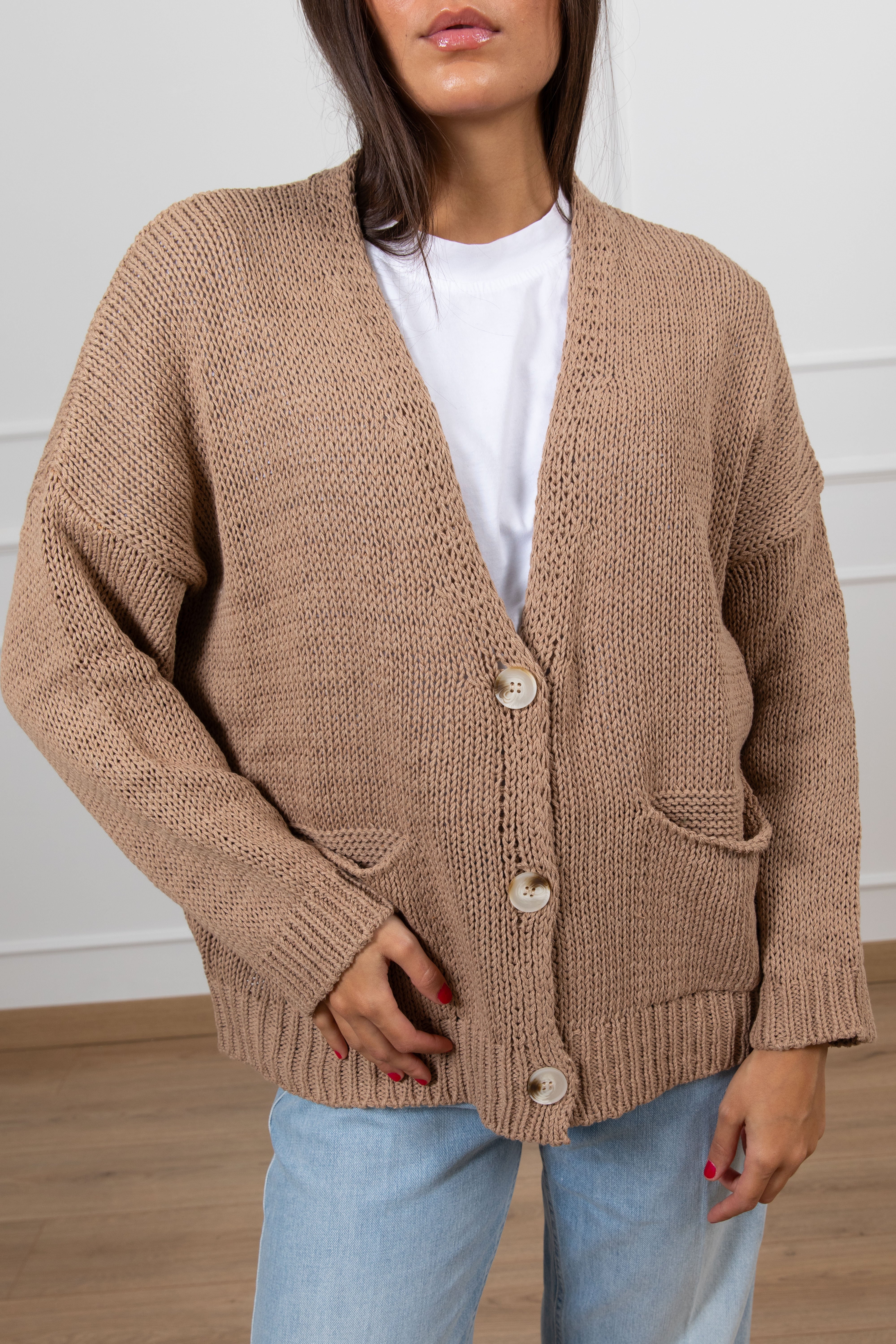 Cardigan in cotone con tasche Susy Mix