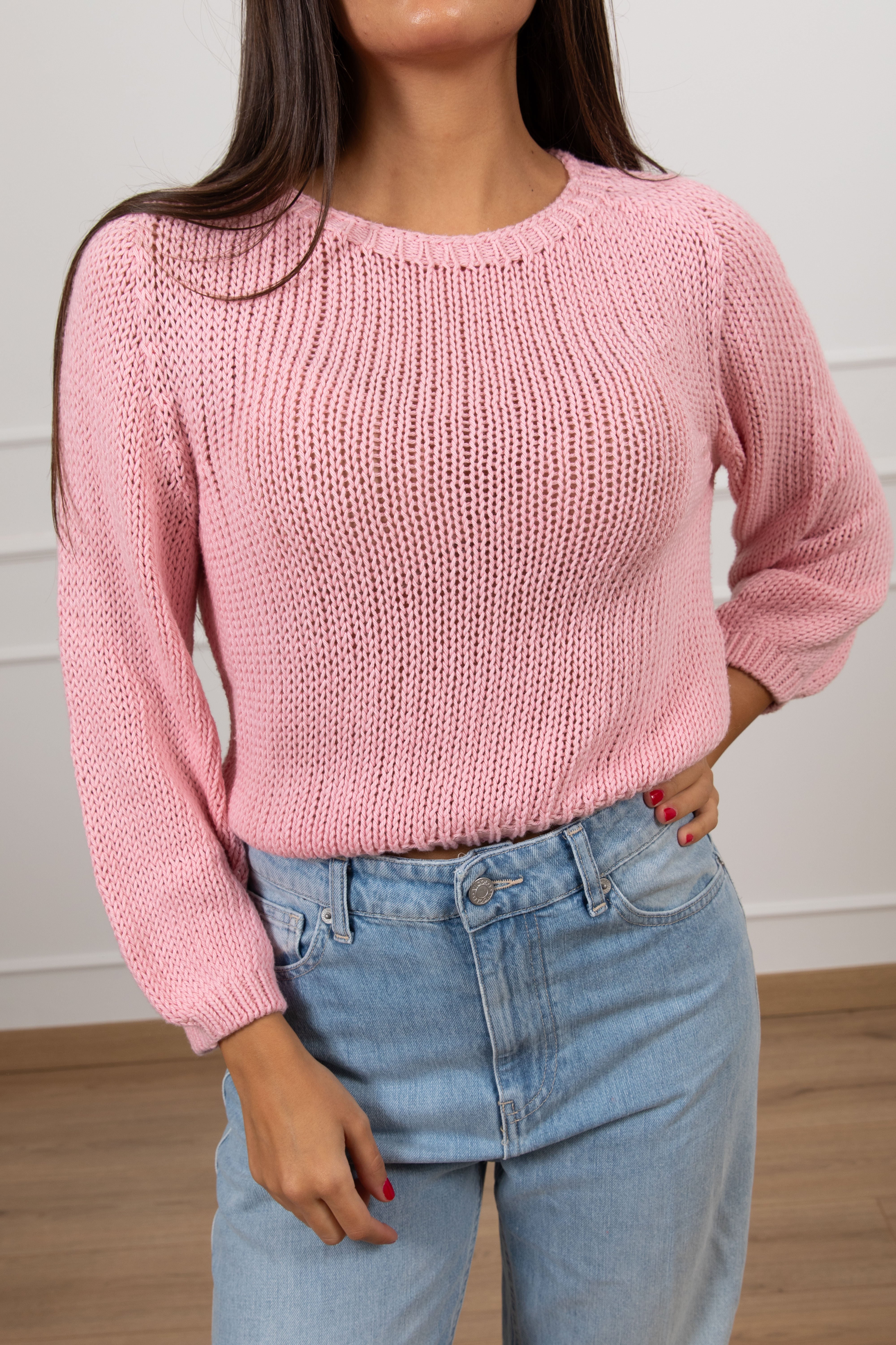Maglia in cotone con scollo a barchetta ViCOLO