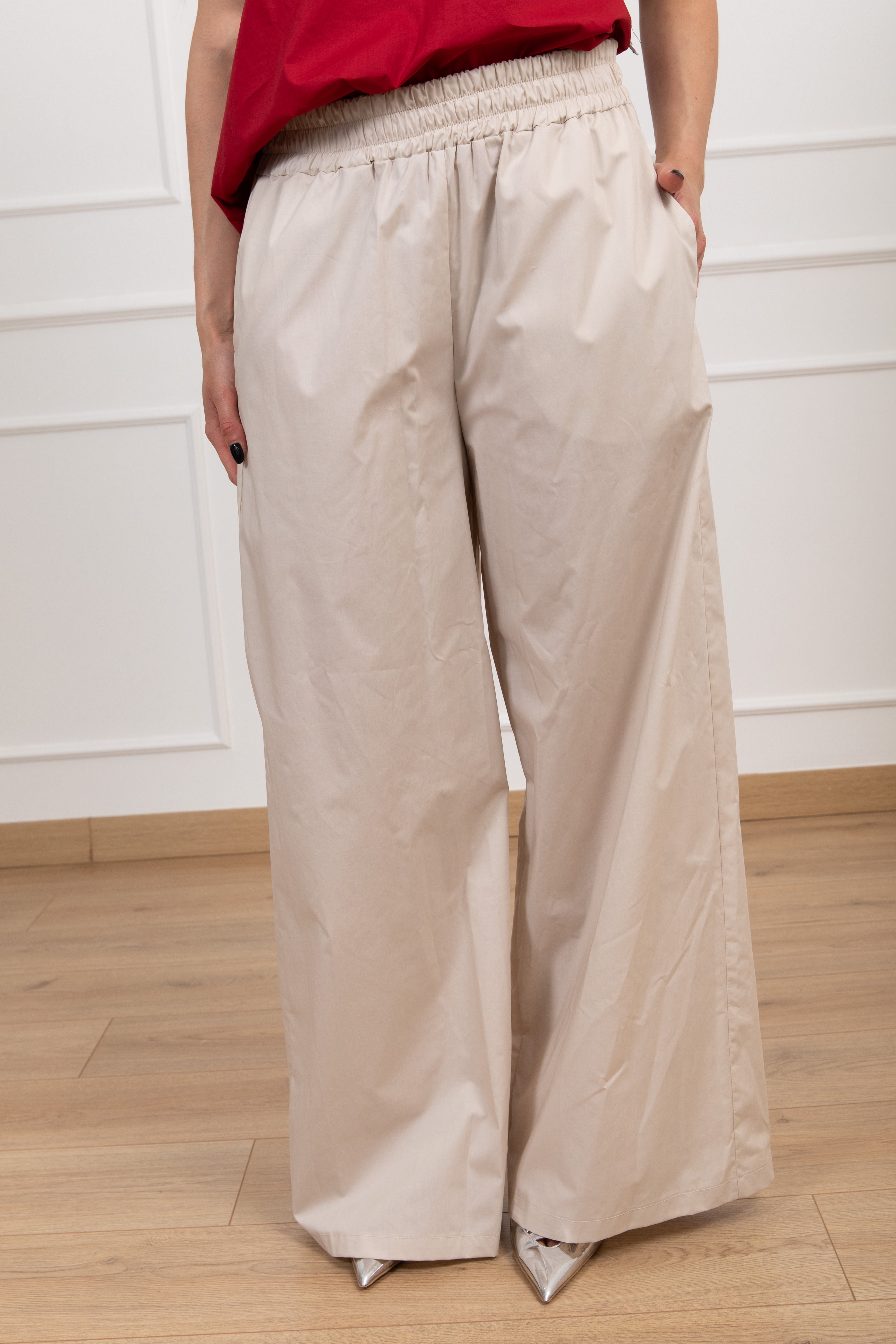 Pantalone gamba larga con tasca paillettes e elastico Motel