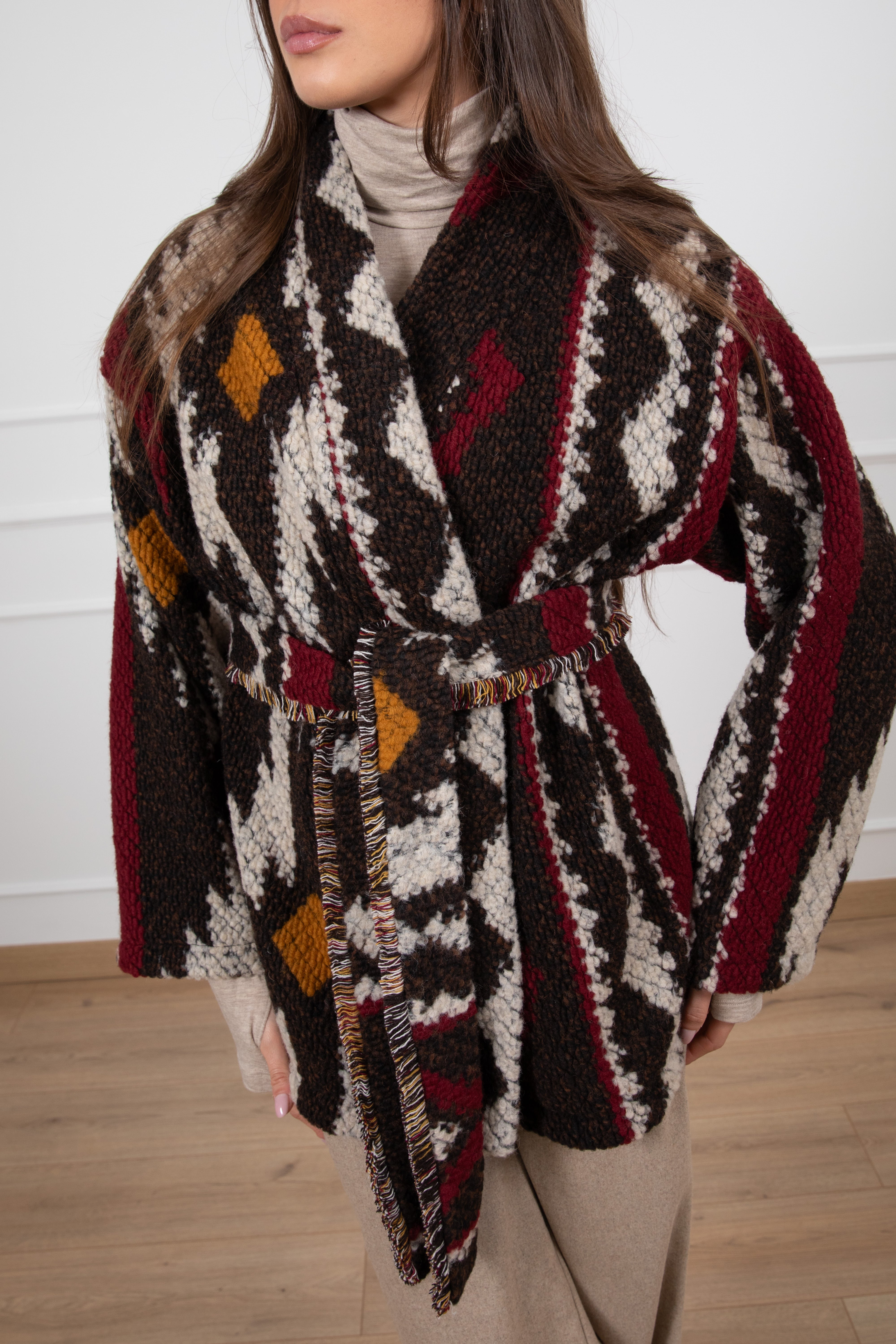 Giacca-kimono in maglia stile etnico ViCOLO