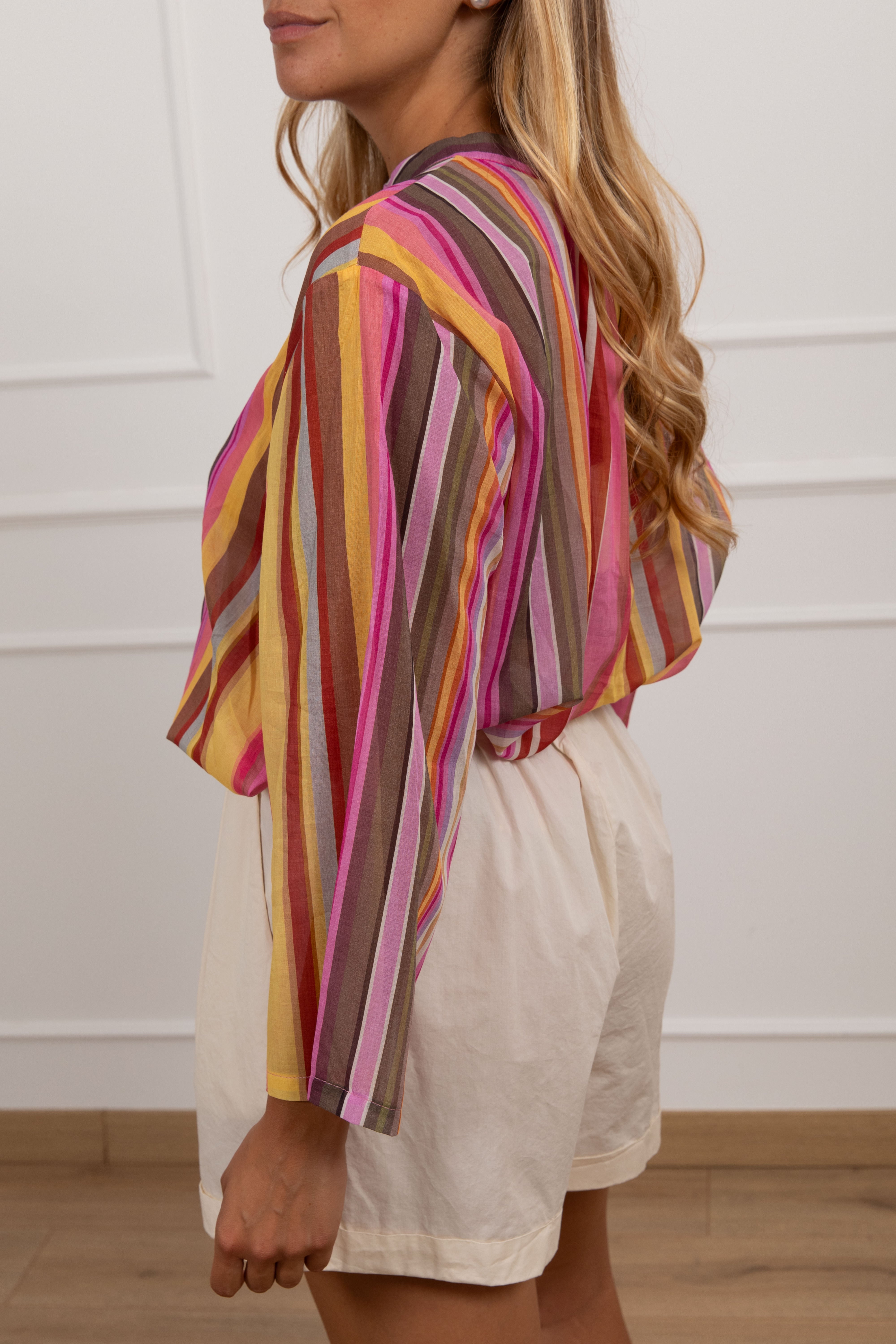 Camicia in mussola a righe multicolor Tensione IN