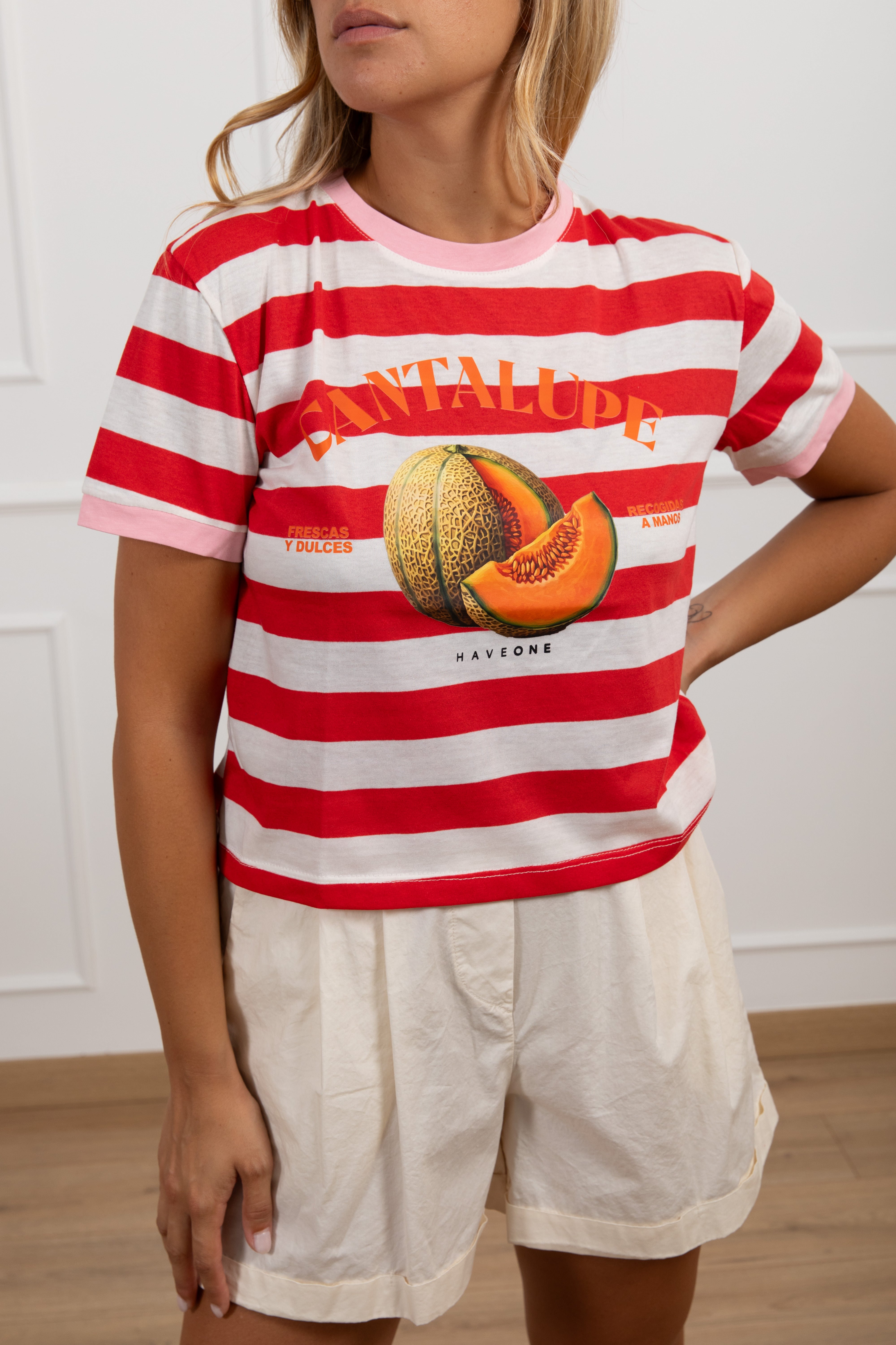 T-shirt a righe "Cantalupe" Haveone