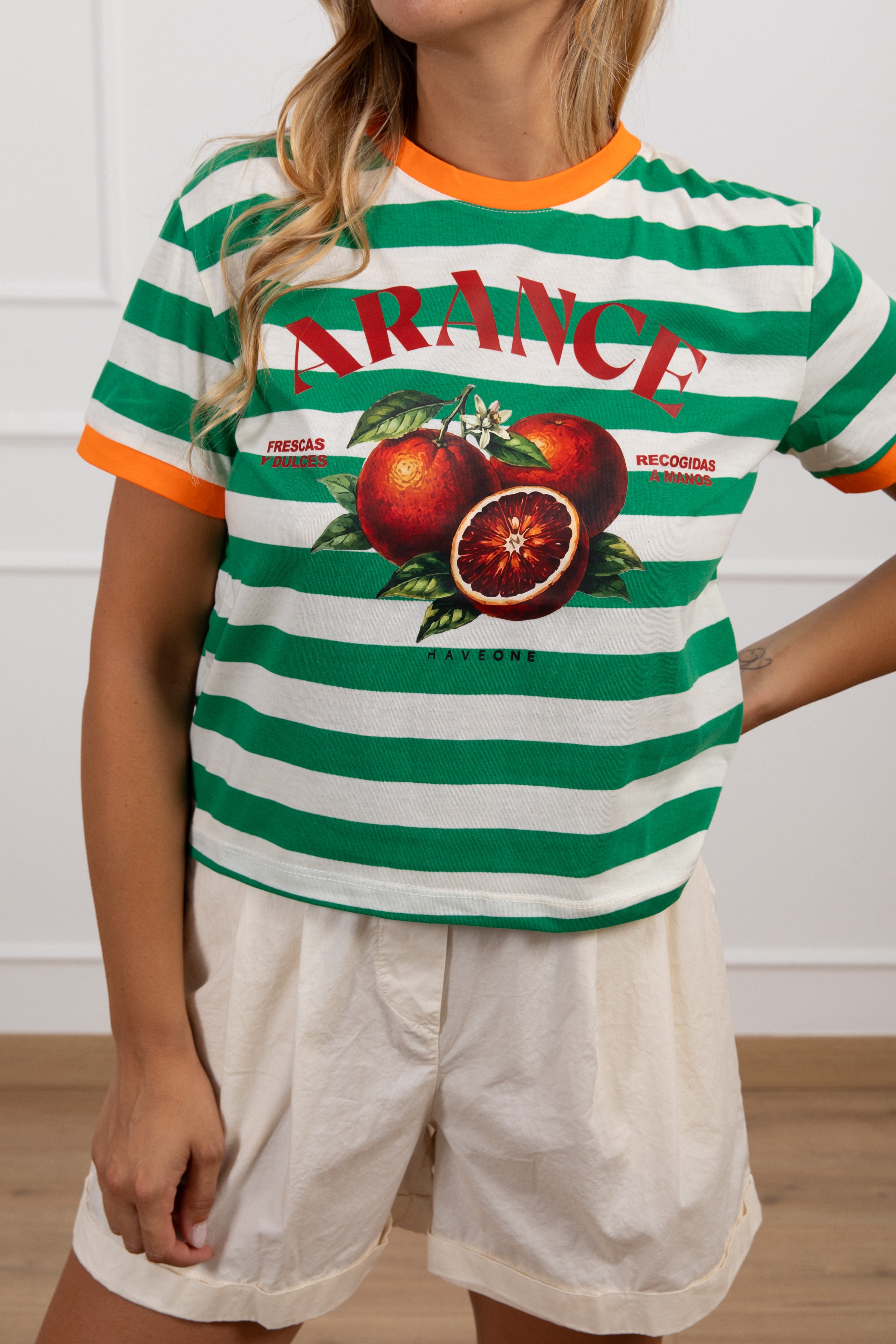 T-shirt a righe "Arance" Haveone