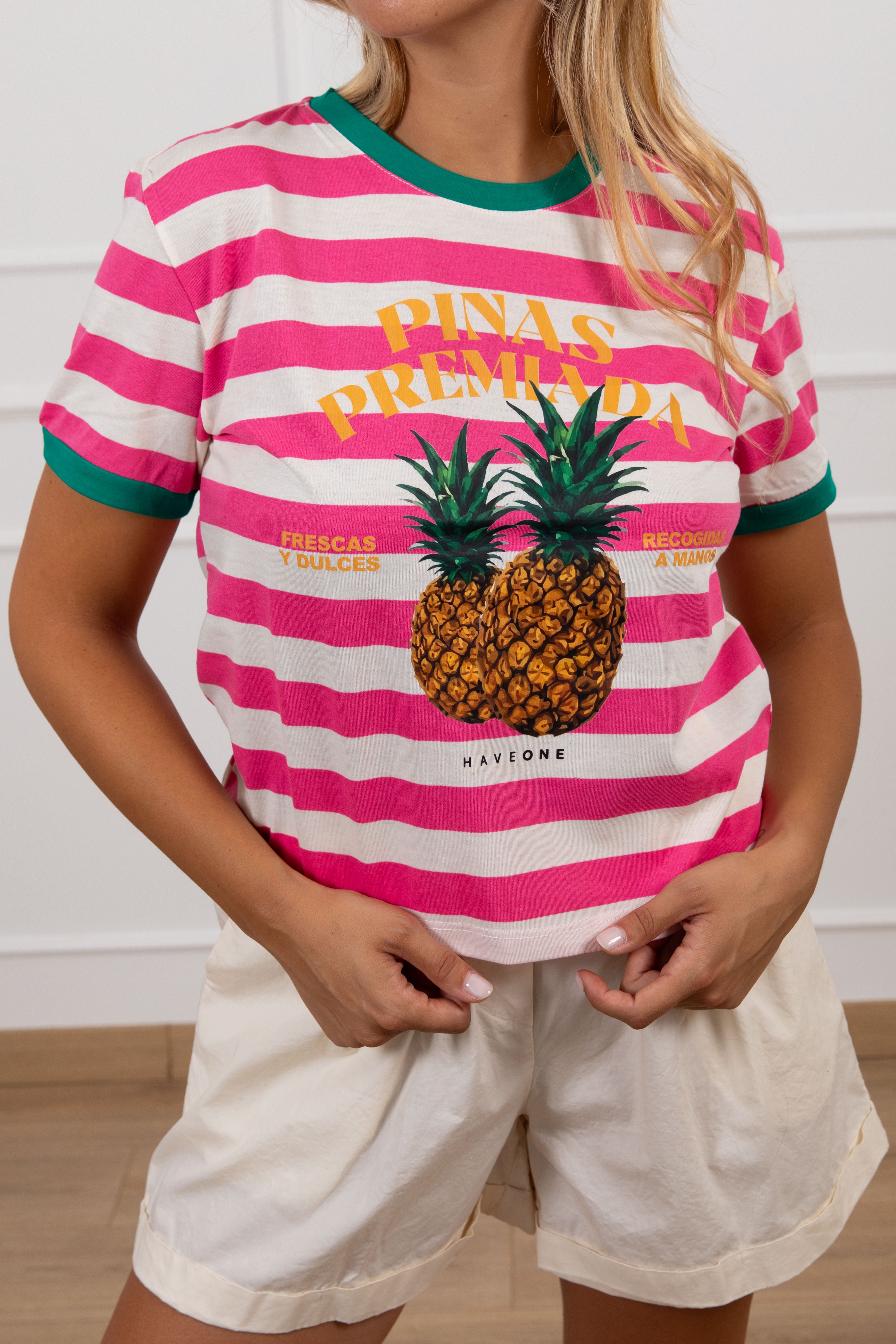 T-shirt a righe "Pinas Premiada" Haveone