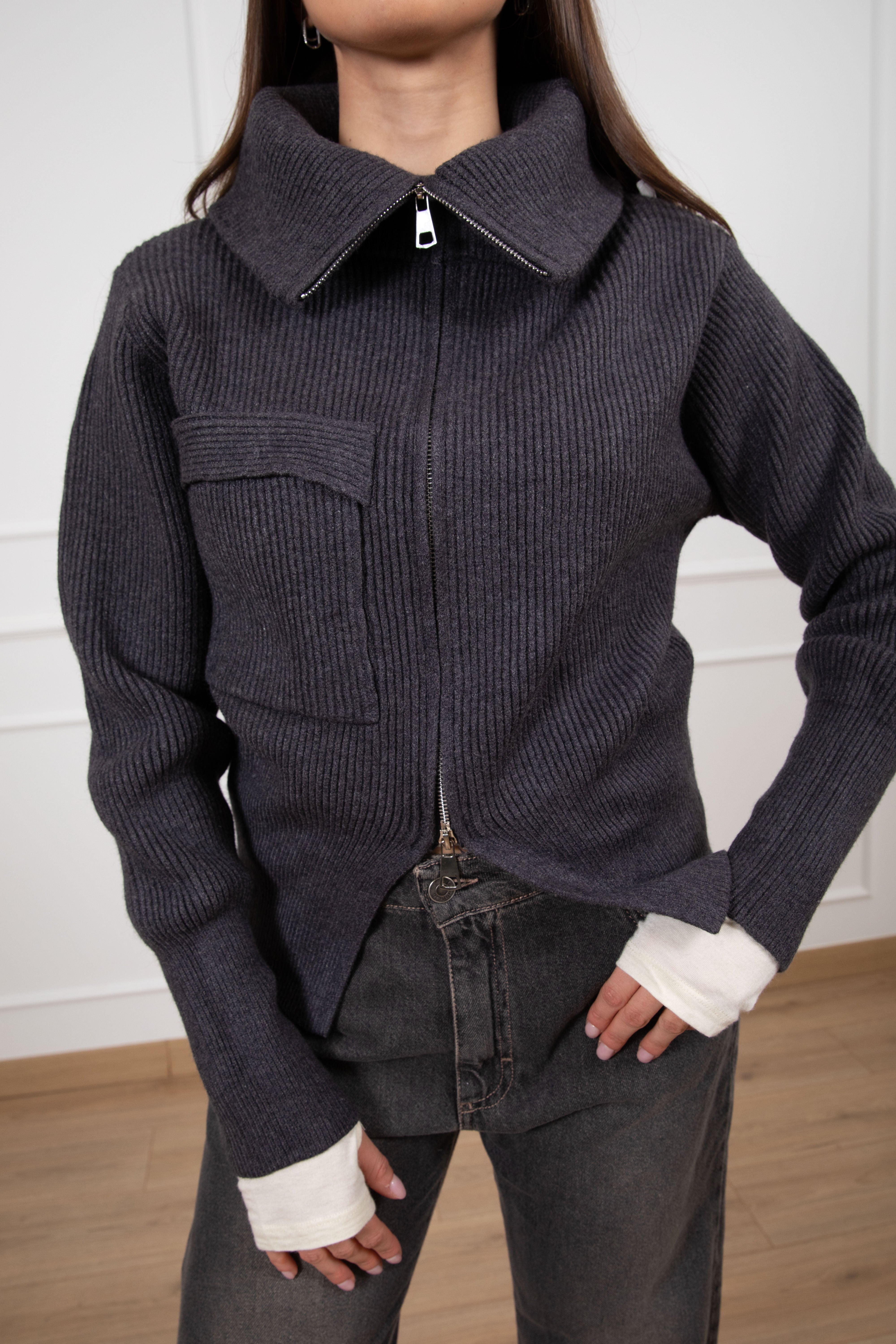 Pull a coste con zip e collo a ciambella Susy Mix