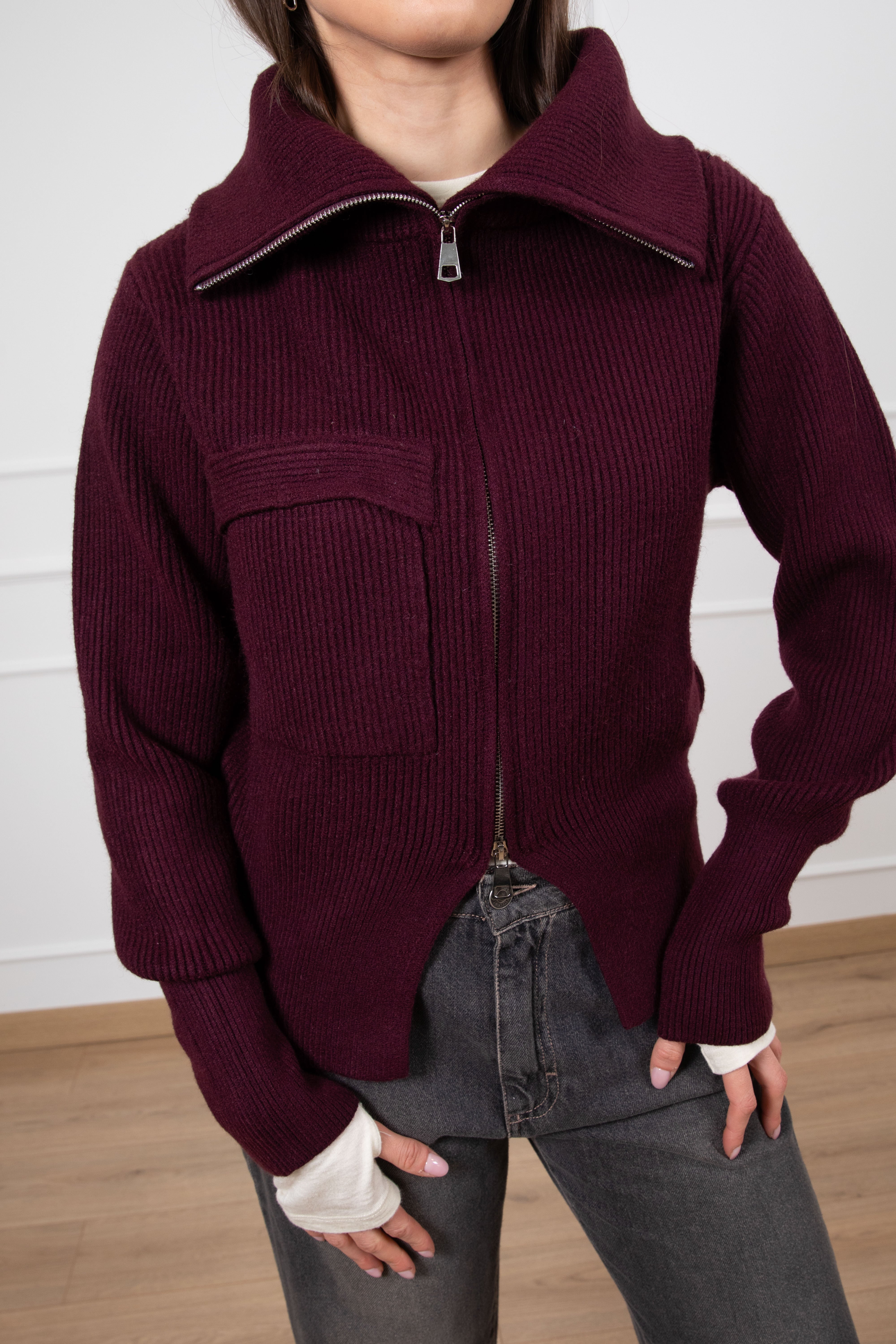 Pull a coste con zip e collo a ciambella Susy Mix