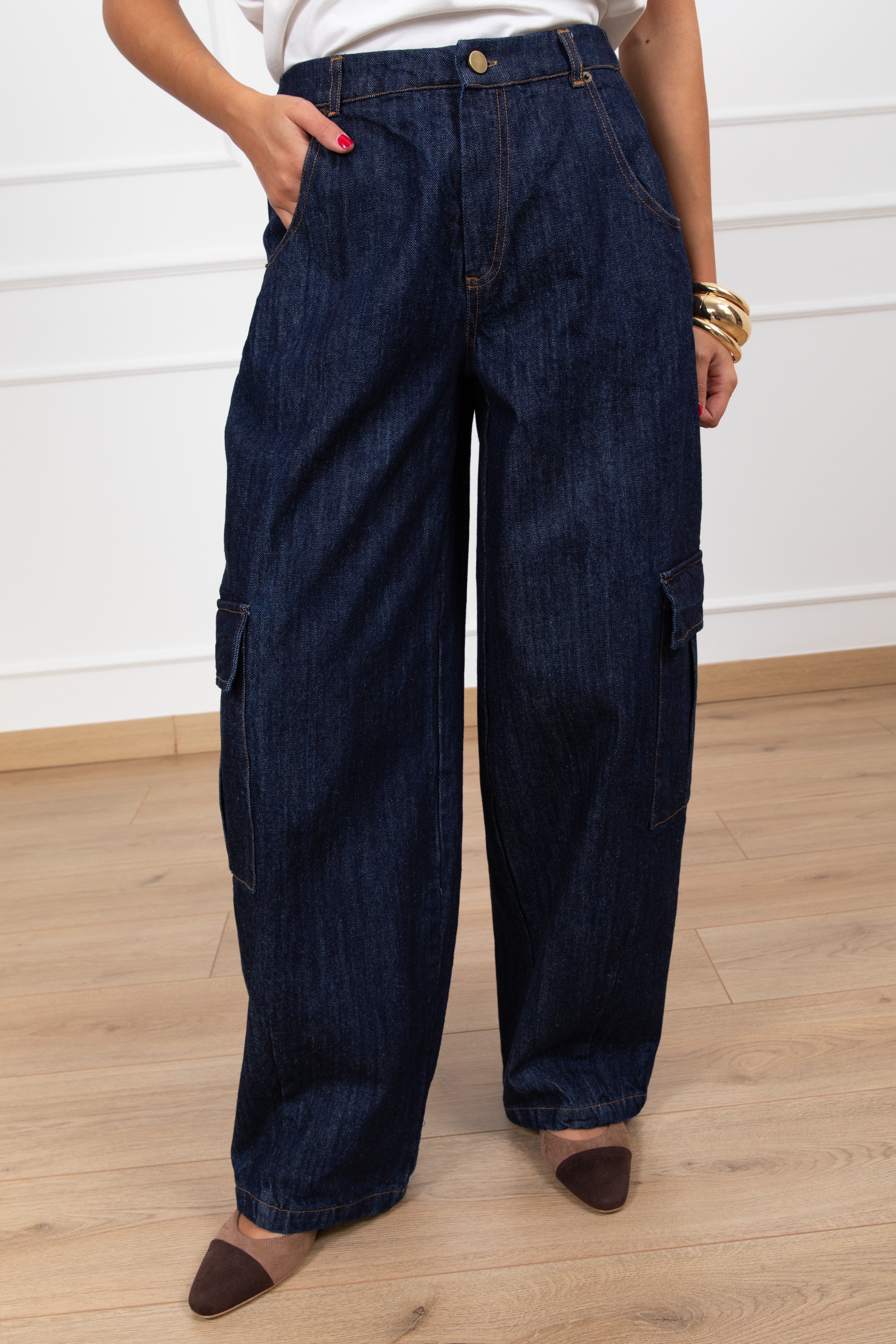 Jeans cargo con elastico sul retro tela originale Tensione IN