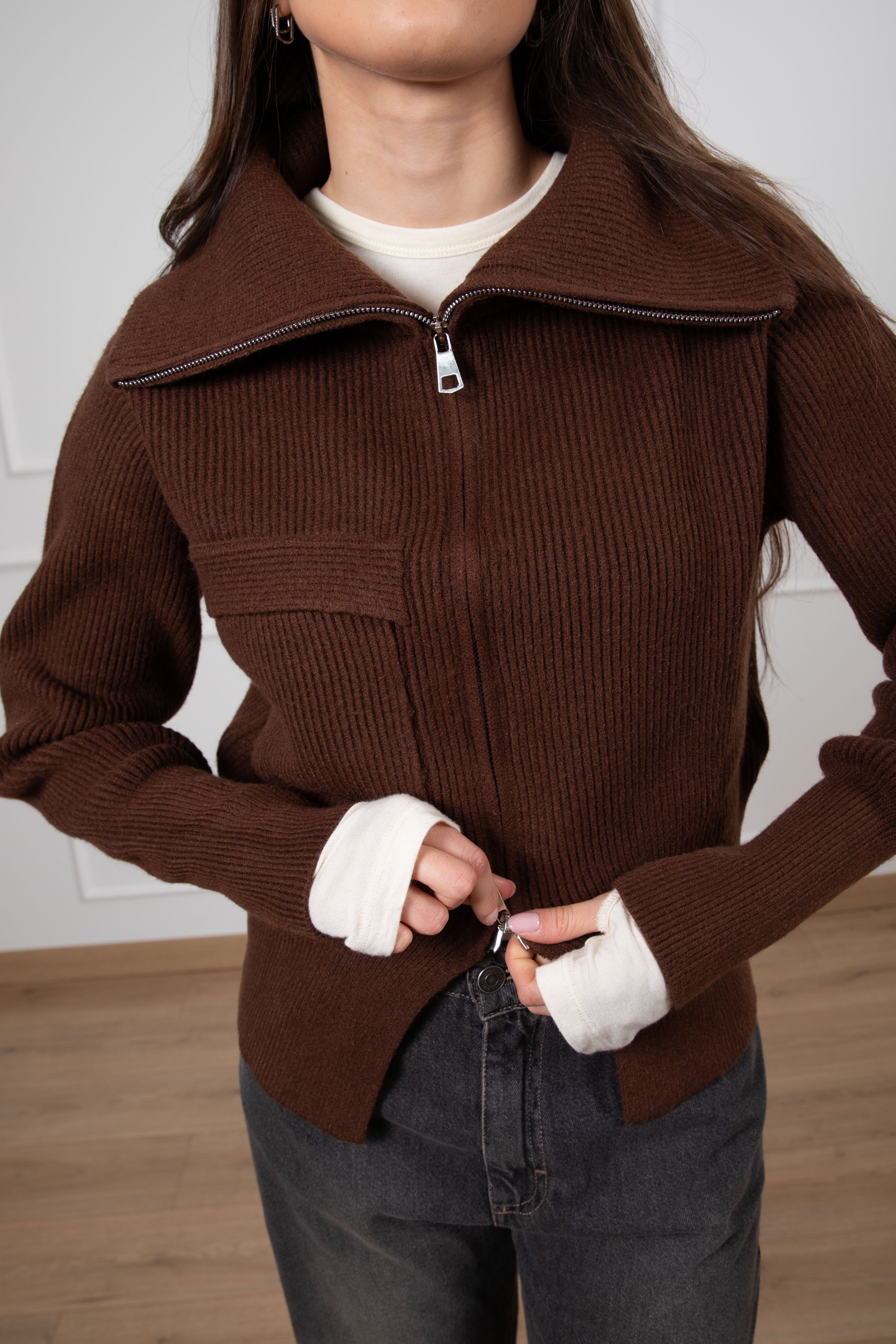 Pull a coste con zip e collo a ciambella Susy Mix