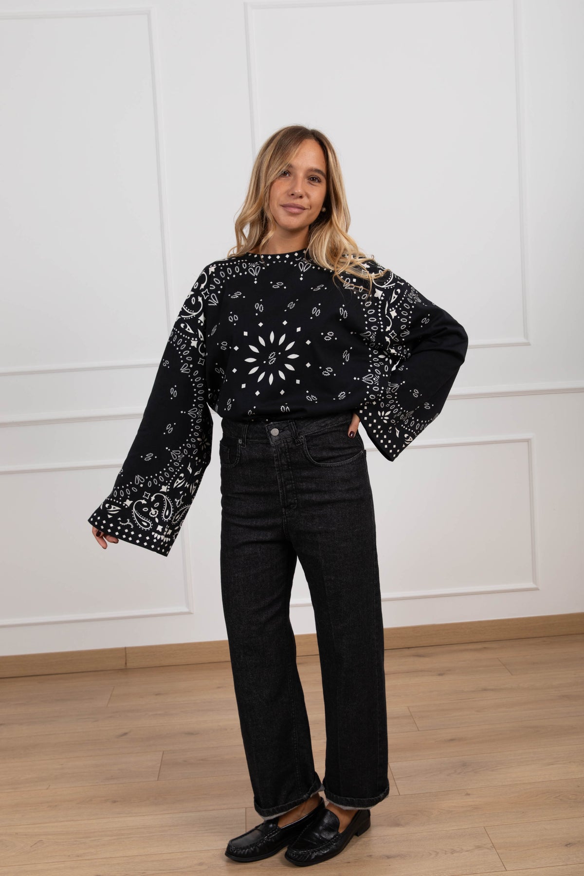 Jeans ribcage lavaggio nero Tensione IN