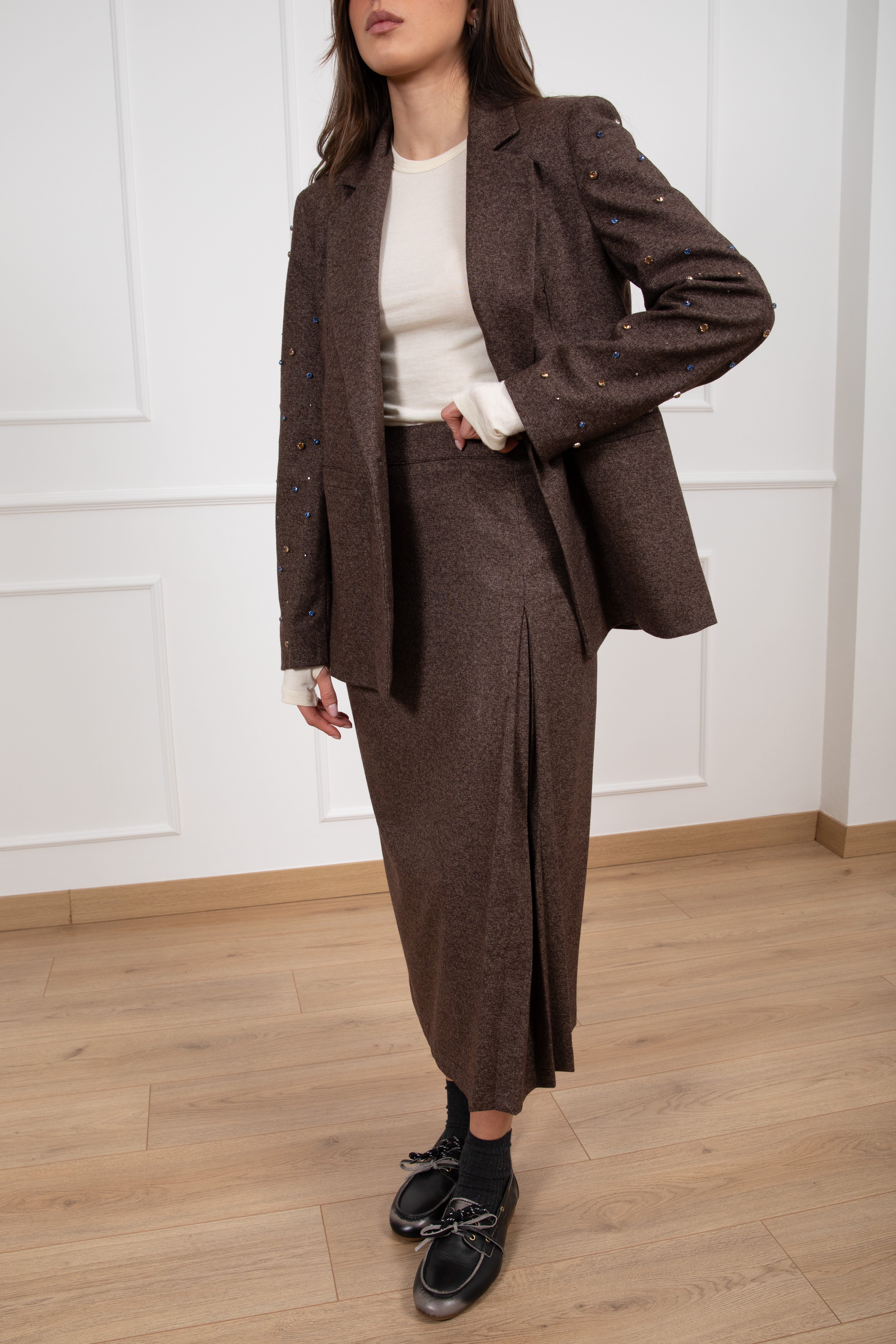 Gonna melange con inserto plissettato Susy Mix