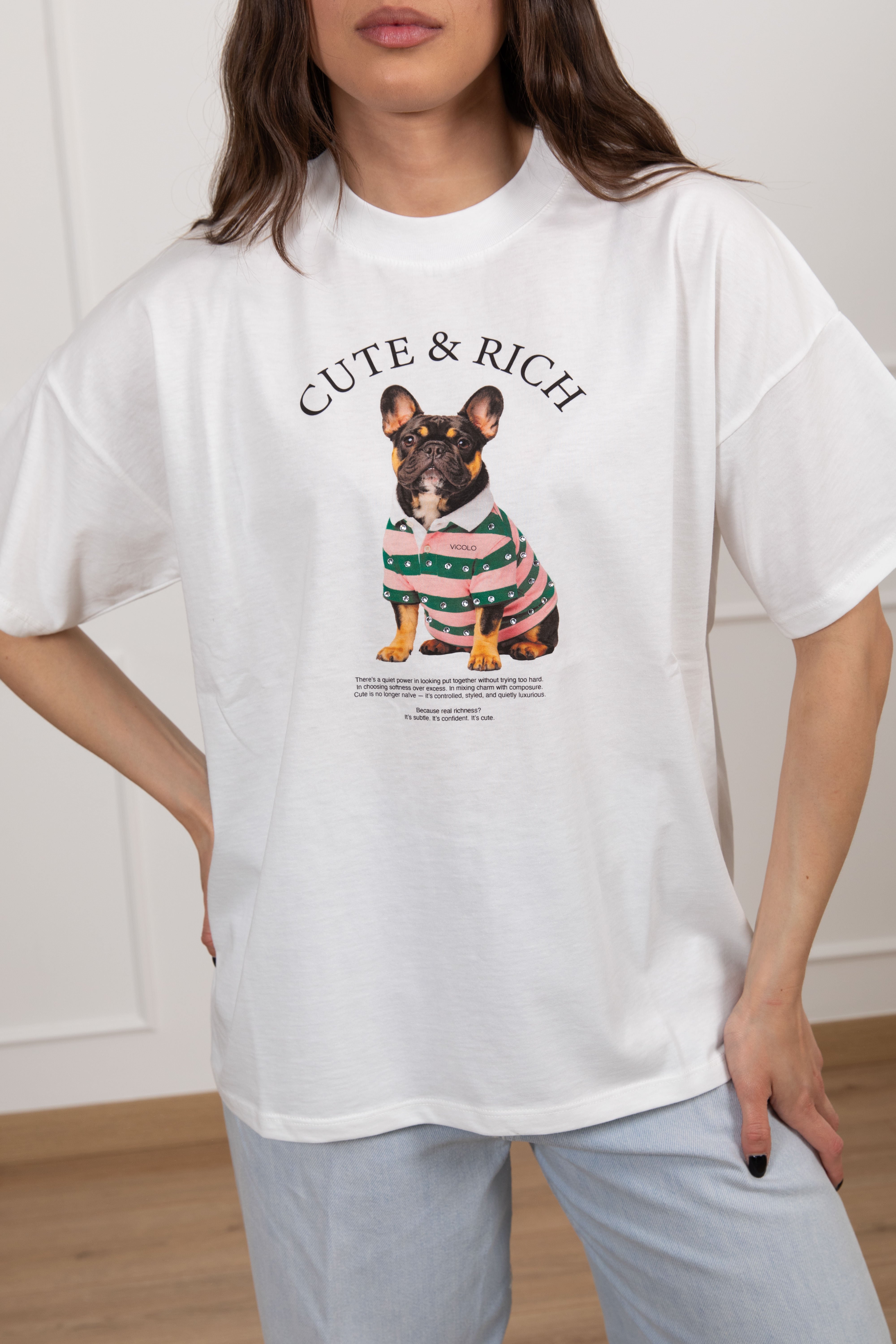 T-shirt over-size "Cute and rich" ViCOLO