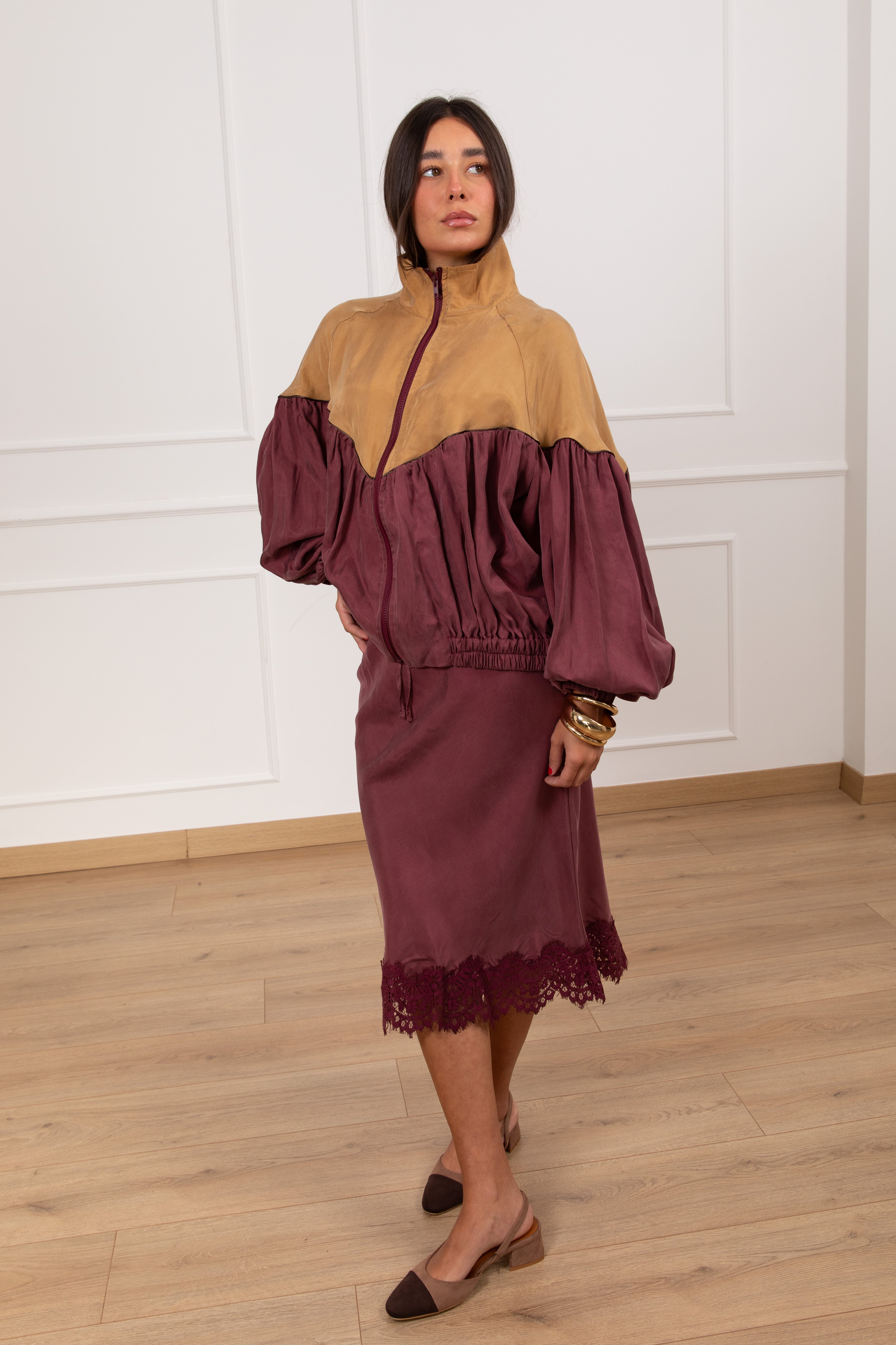 Gonna midi lingerie in cupro Tensione IN