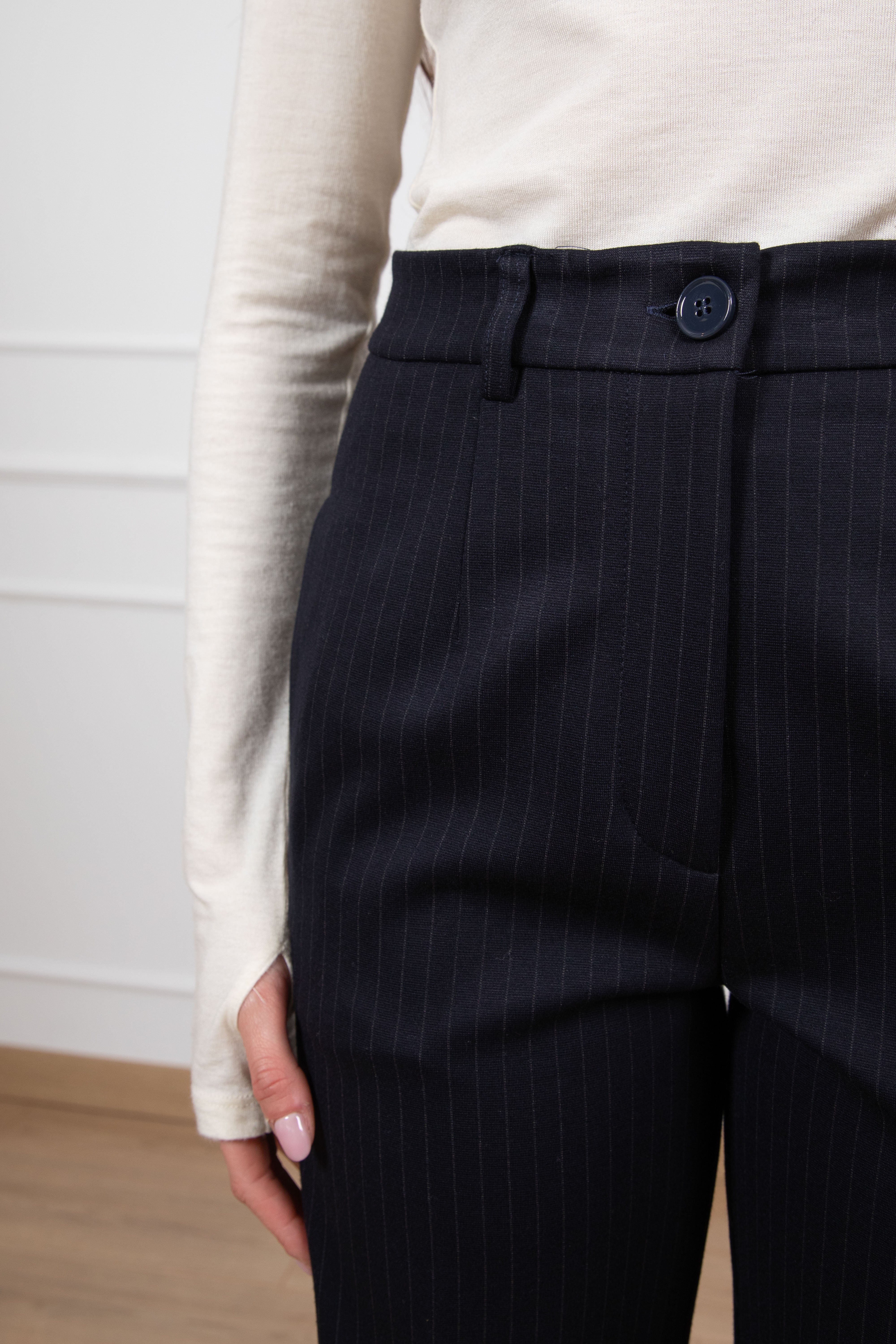 Pantalone gessato gamba dritta in punto milano ViCOLO