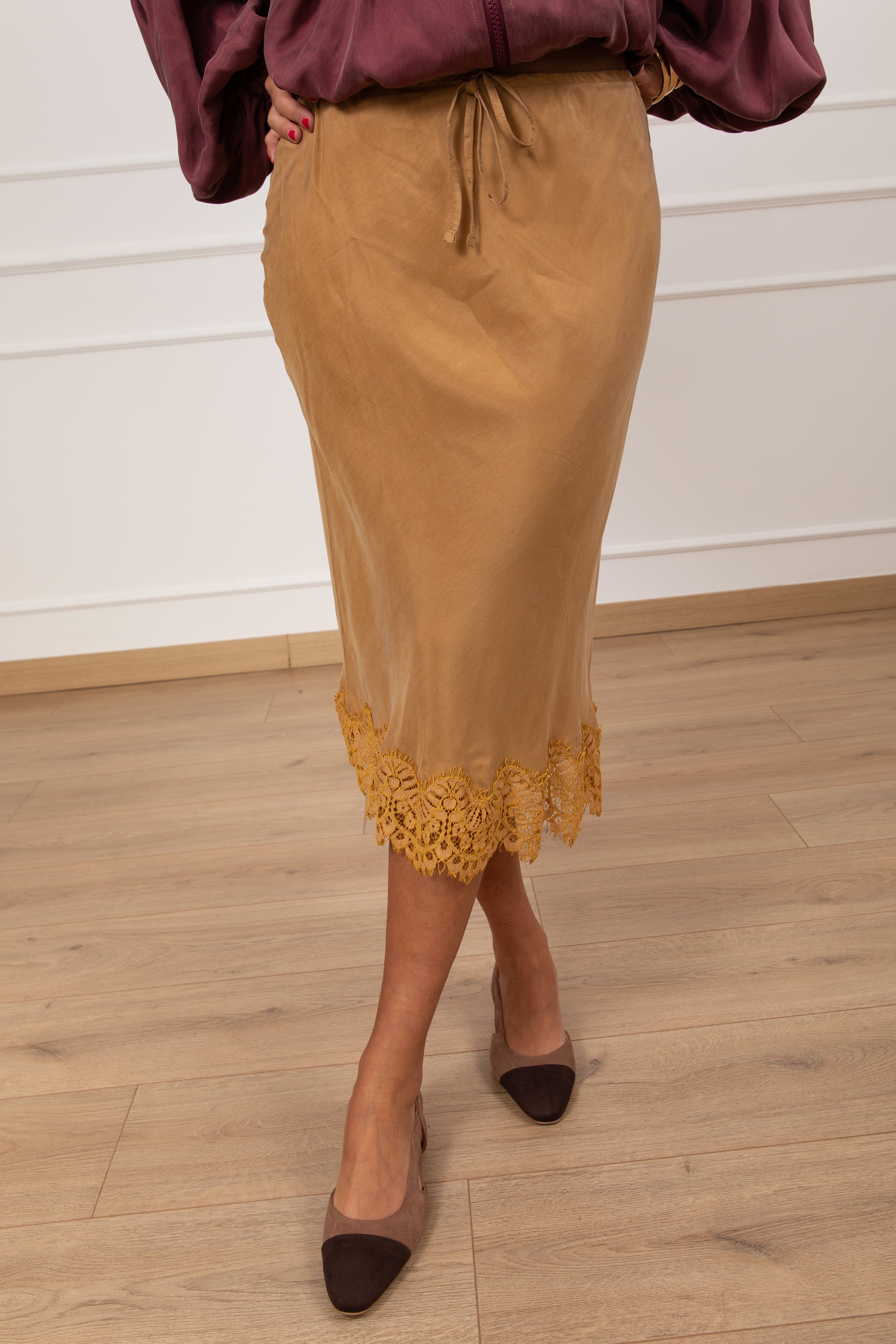 Gonna midi lingerie in cupro Tensione IN