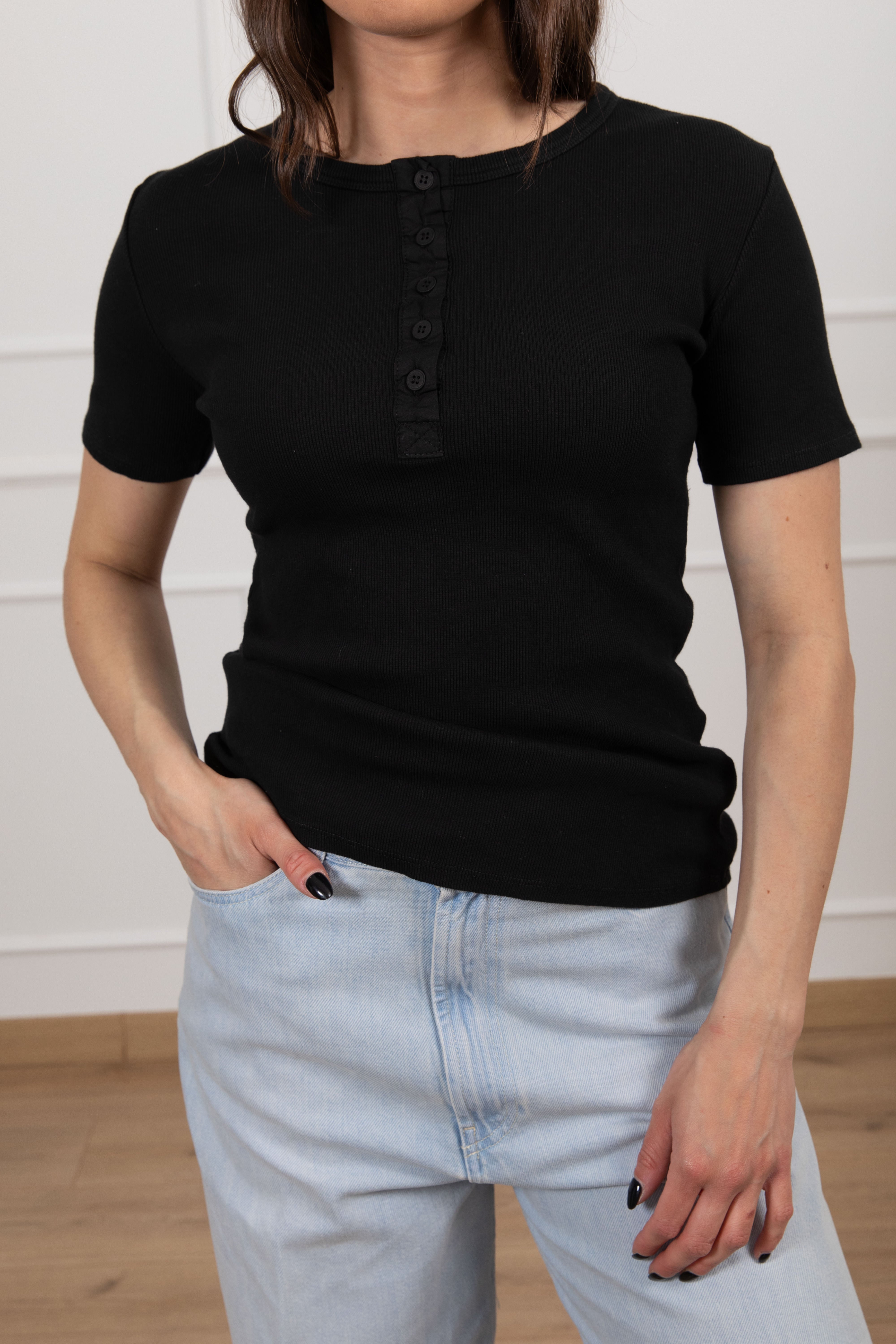 T-shirt serafino a costine Motel
