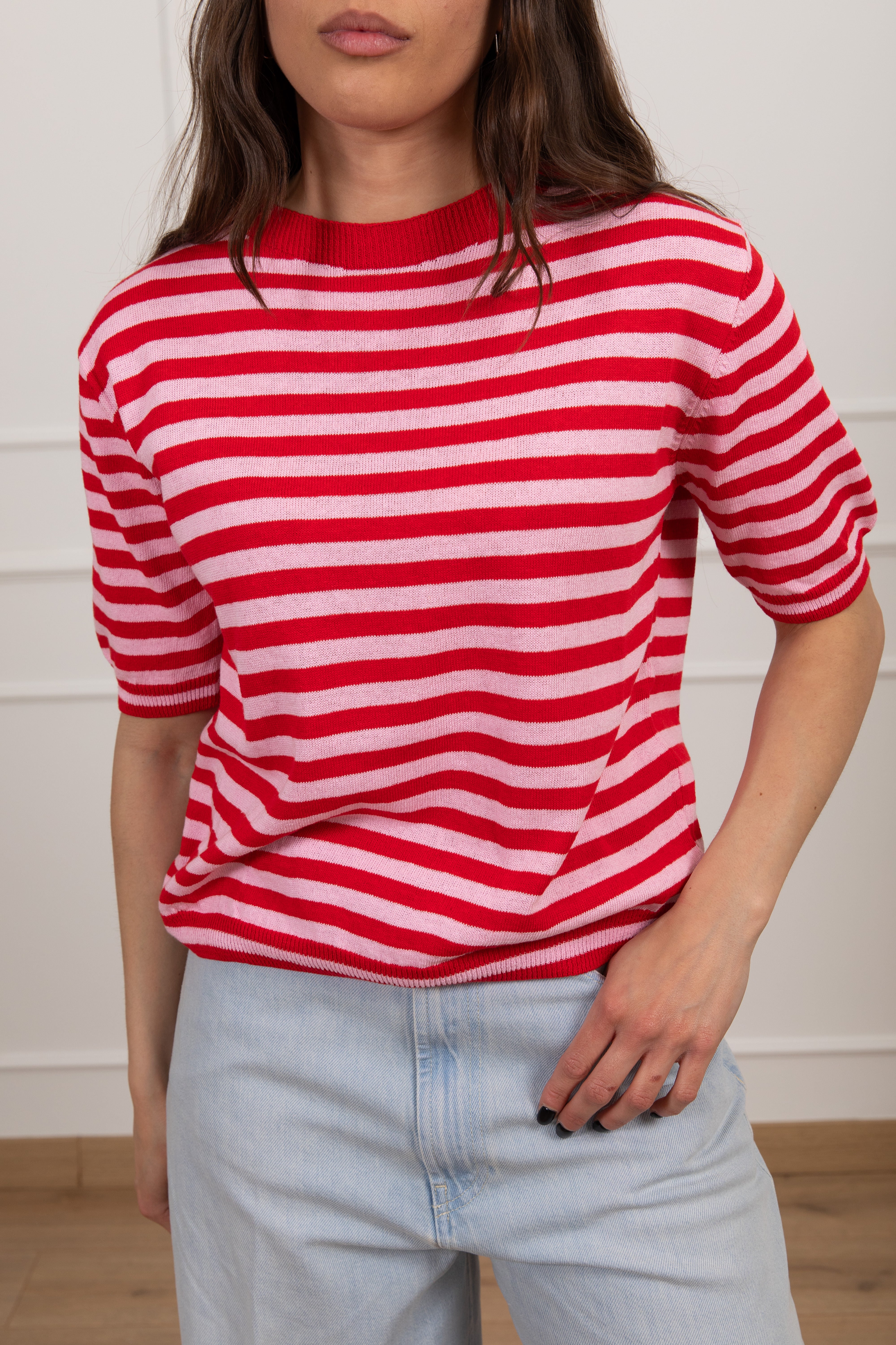 T-shirt in maglia a righe Susy Mix