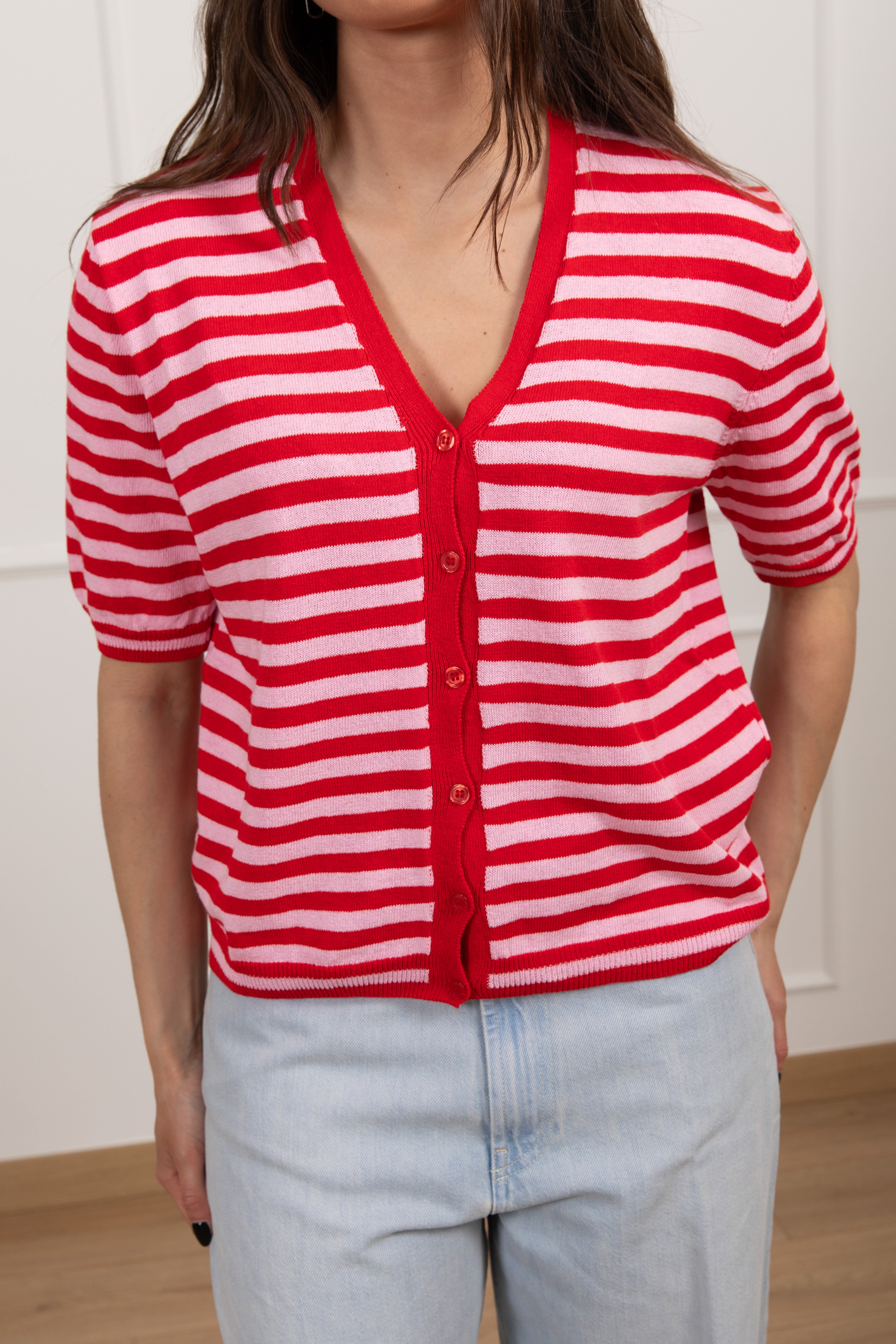Cardigan manica corta a righe Susy Mix