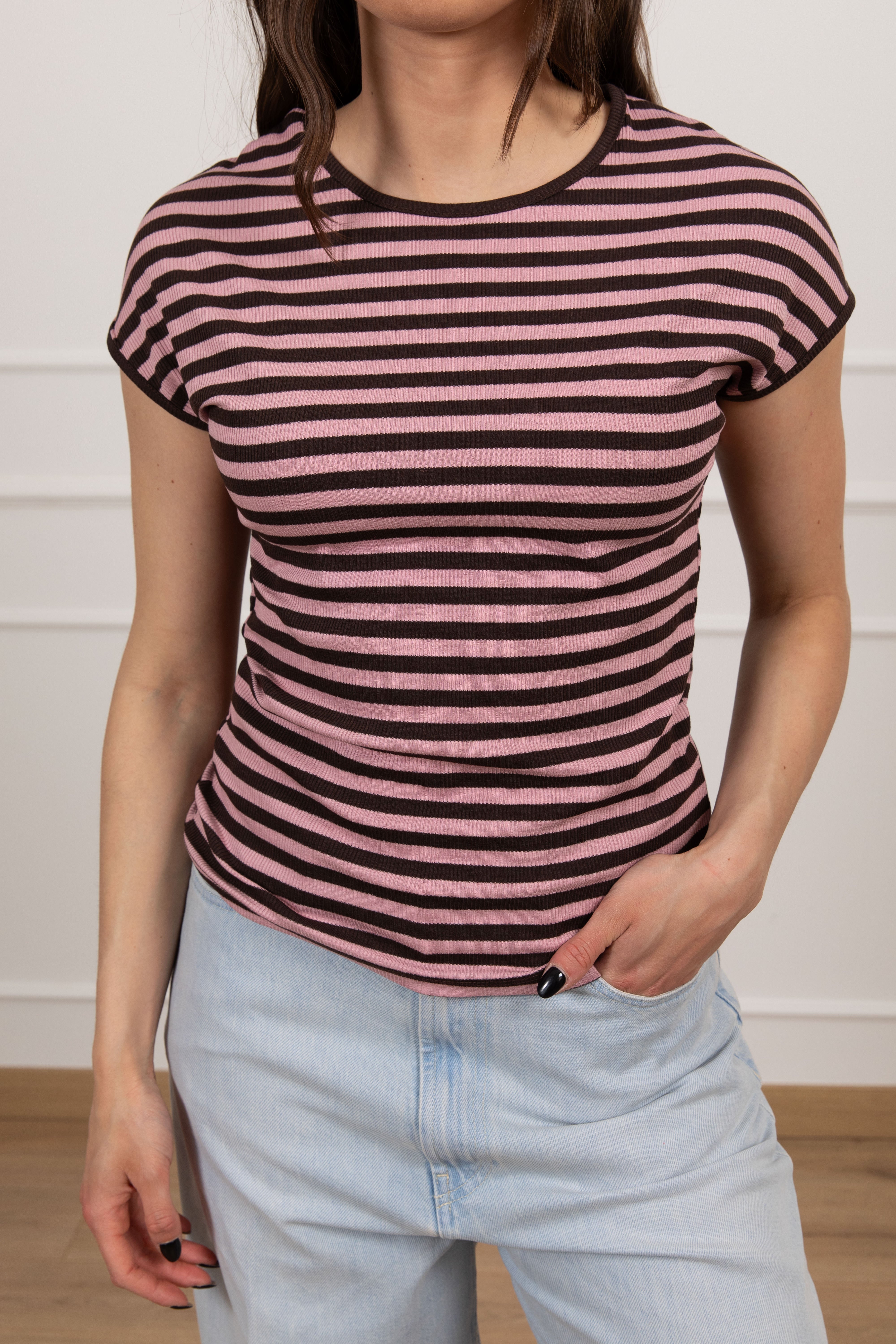 T-shirt righe a costine Motel