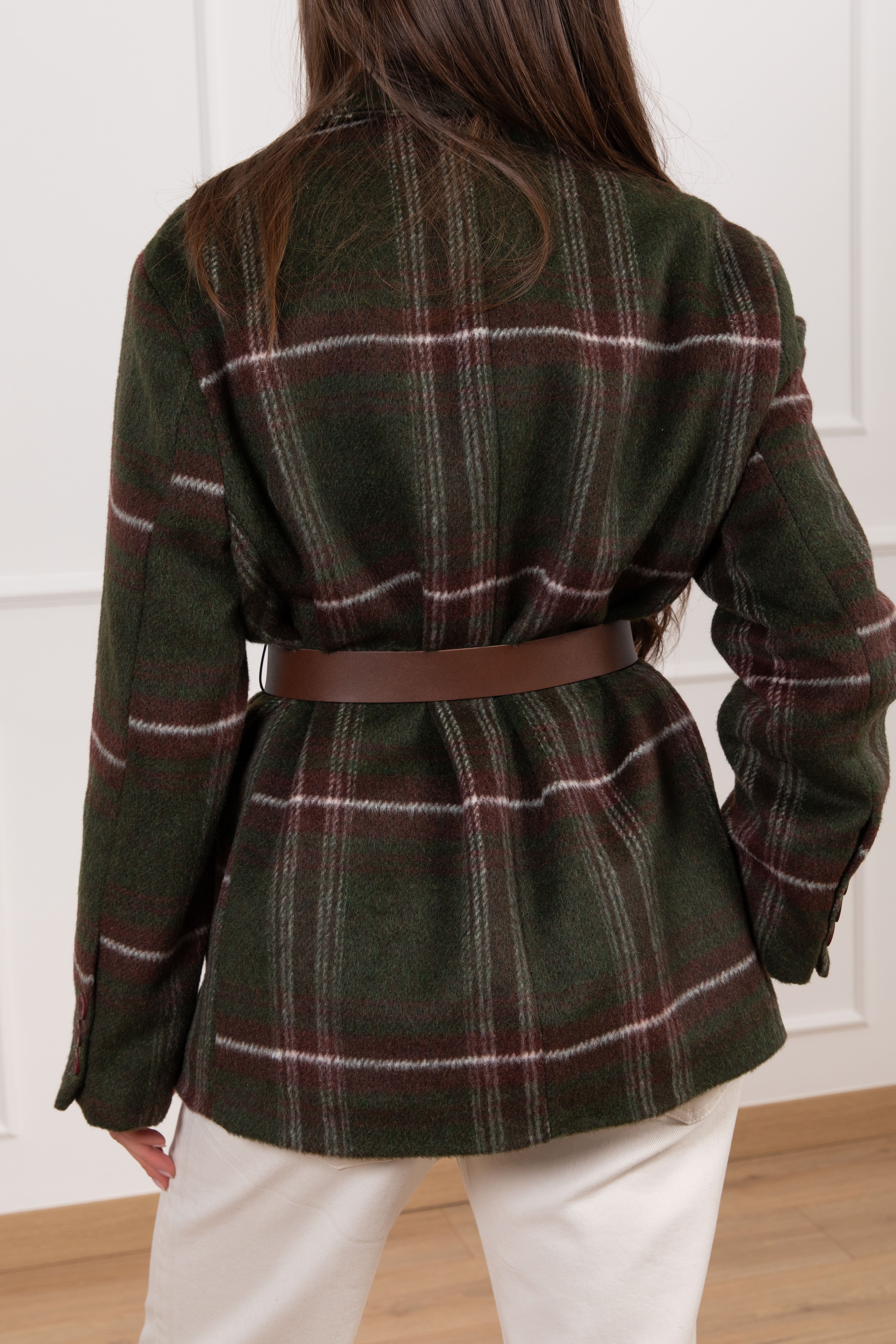 Giacca-cappotto check con cintura ViCOLO