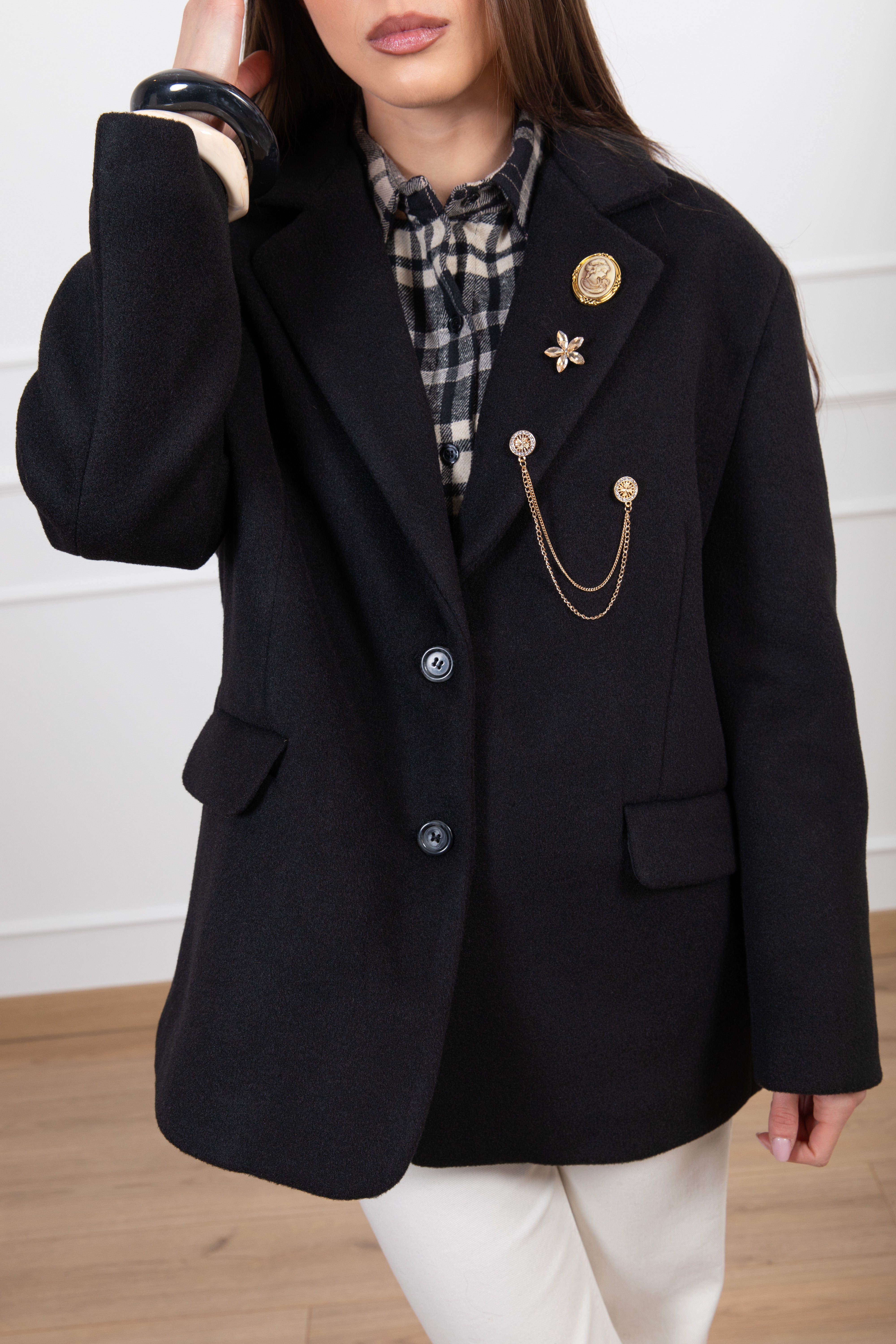 Giacca-cappotto 2 bottoni con spille ViCOLO