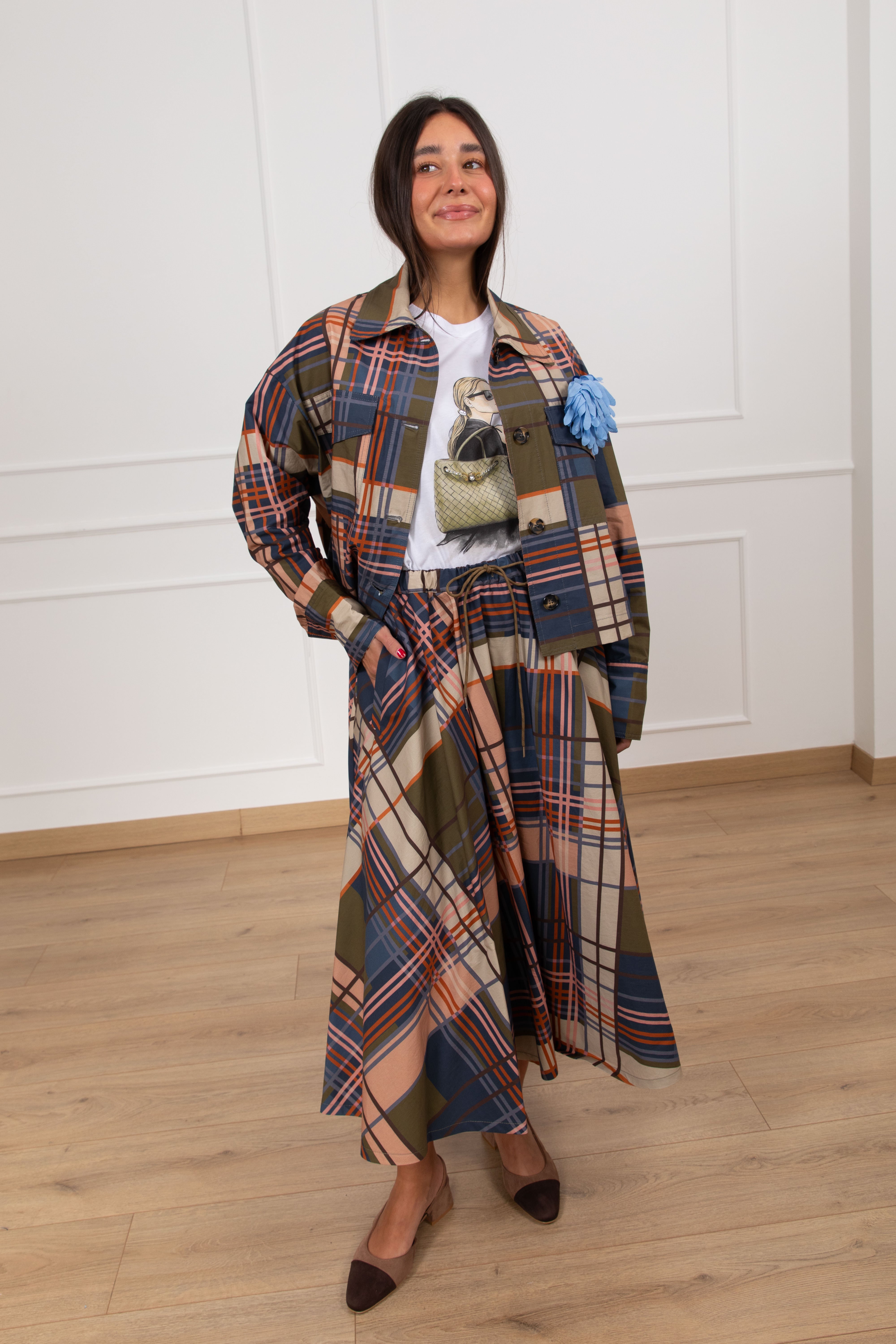 Gonna lunga con coulisse motivo geometrico Dixie
