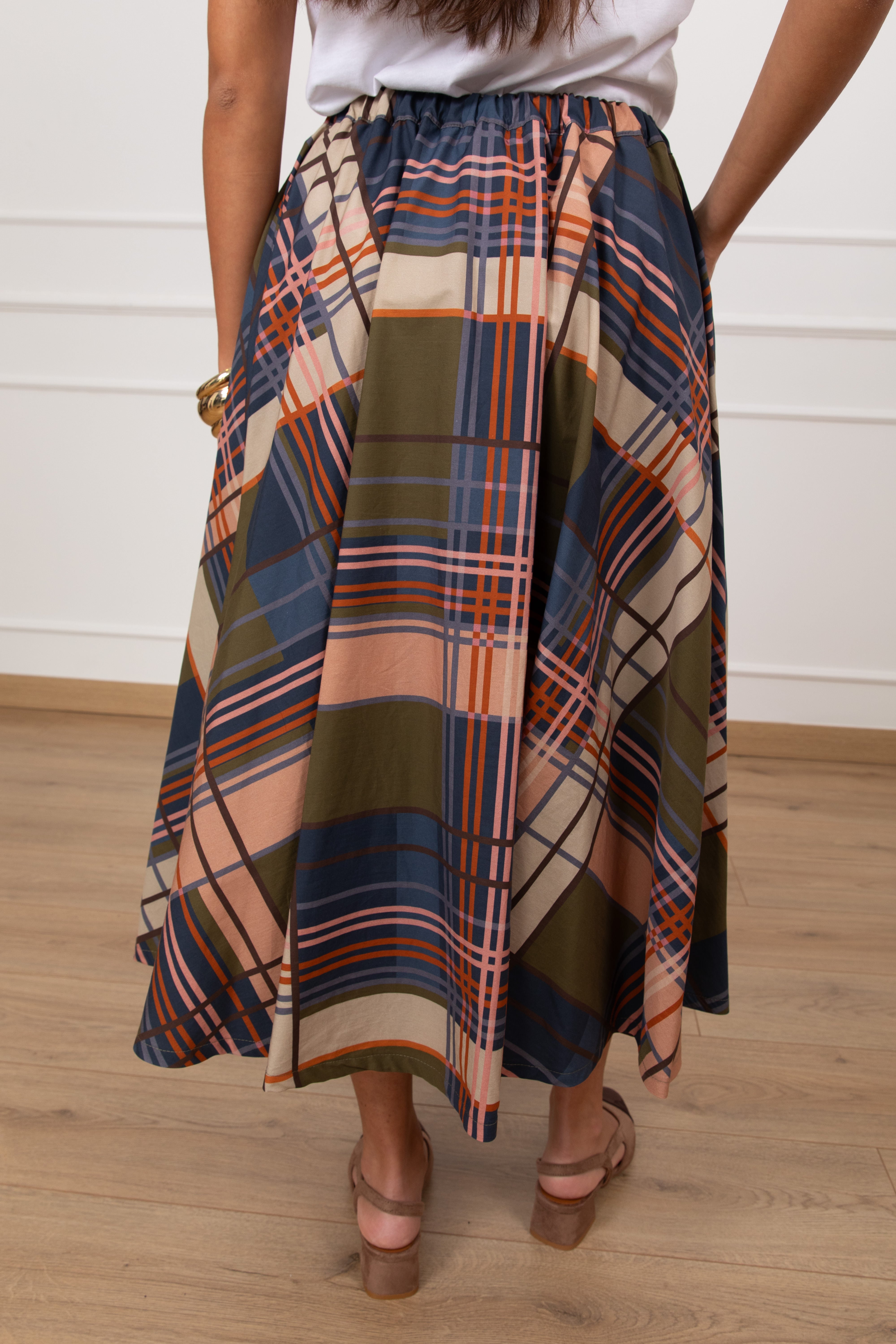 Gonna lunga con coulisse motivo geometrico Dixie