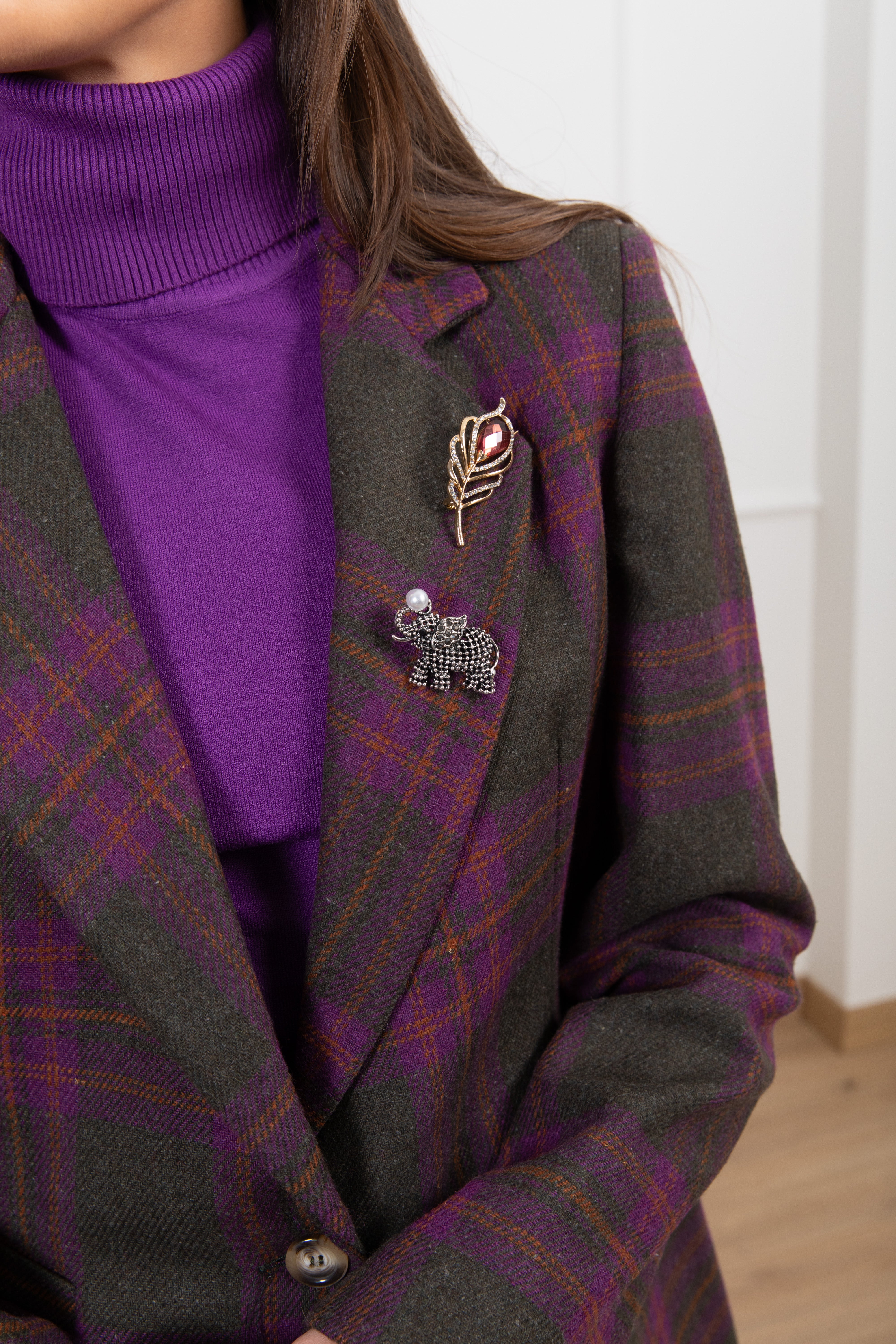 Giacca check con spille Susy Mix