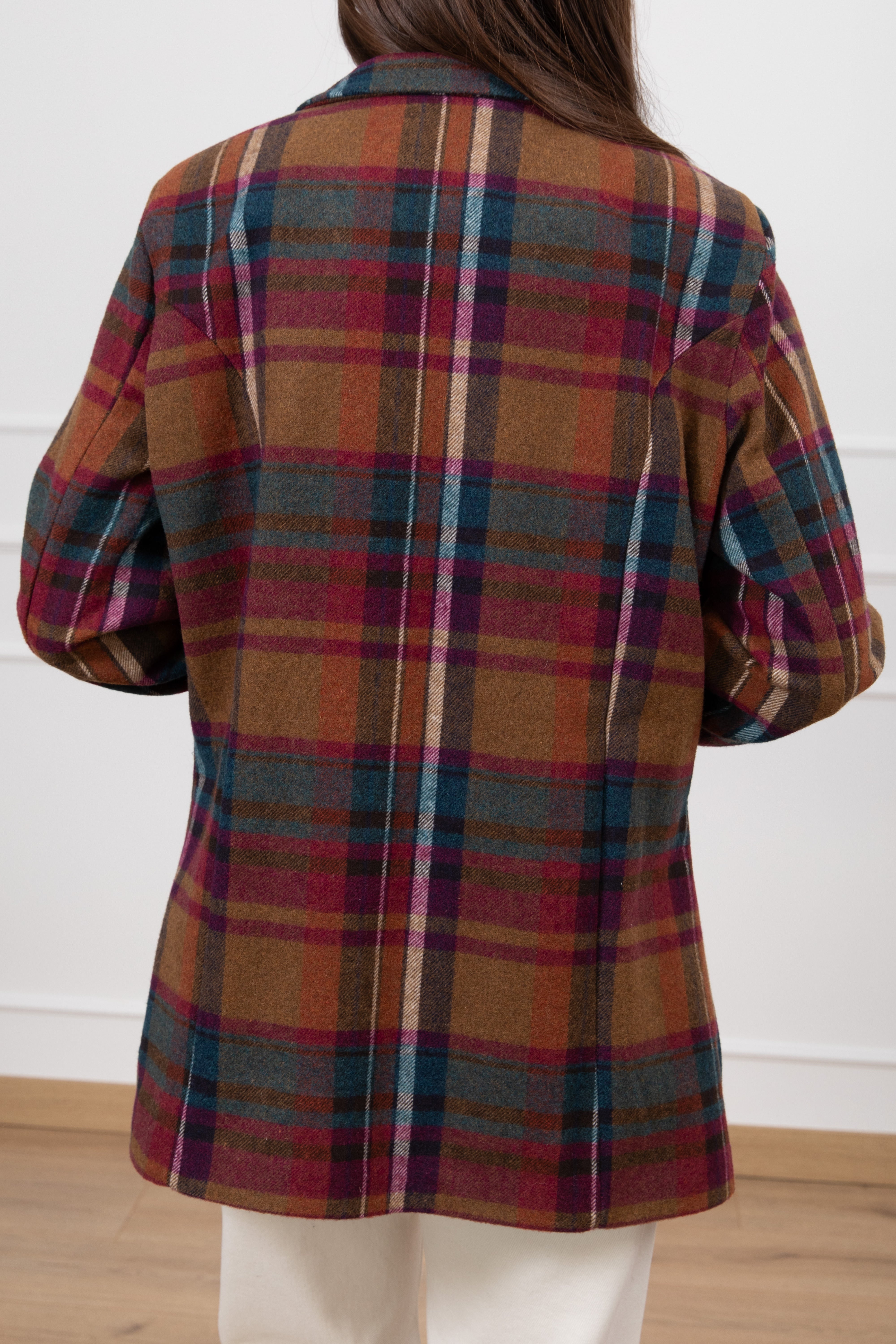 Giacca-cappotto check tabacco Susy Mix