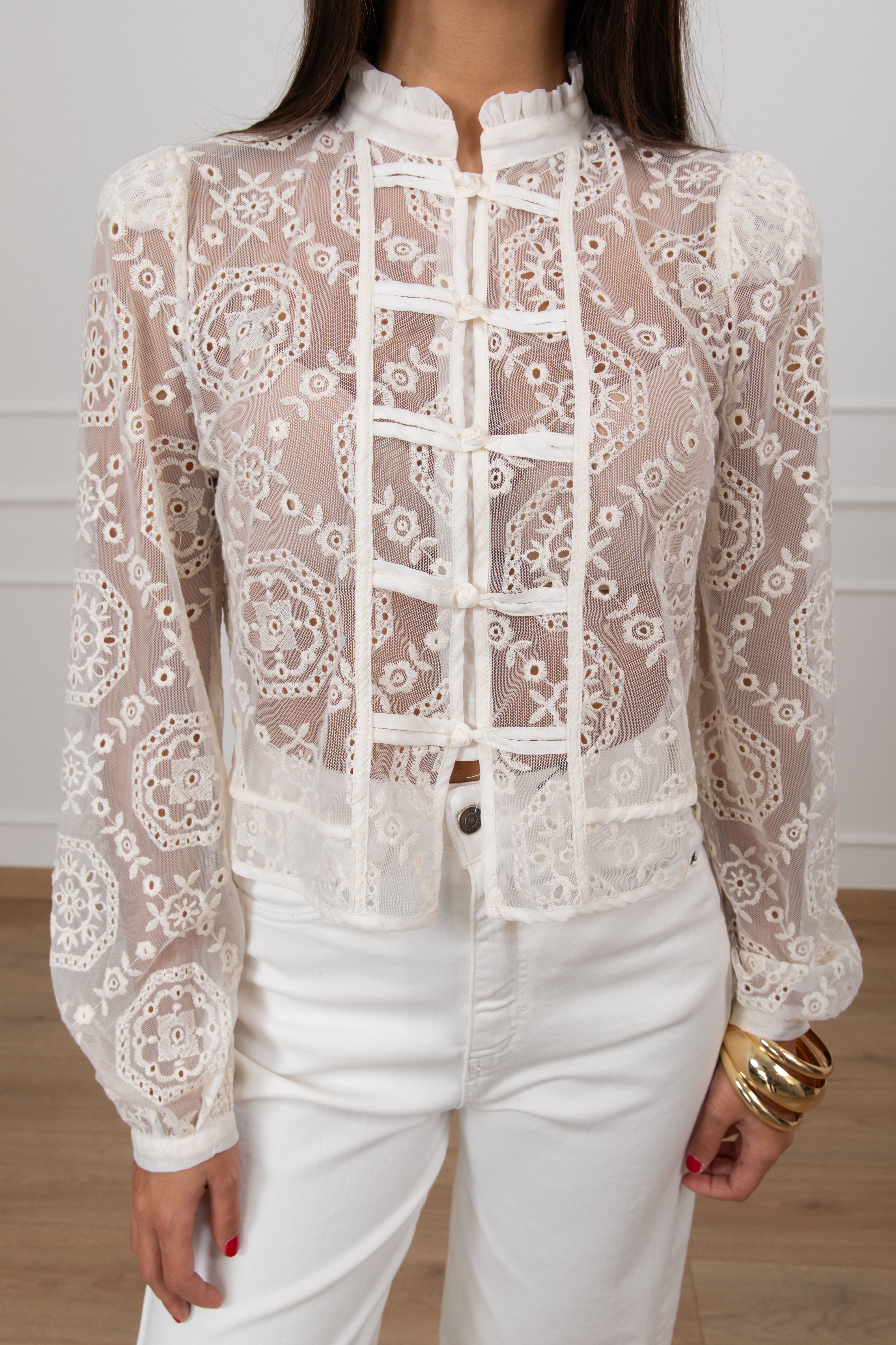 Camicia con ricami e alamari Tensione IN