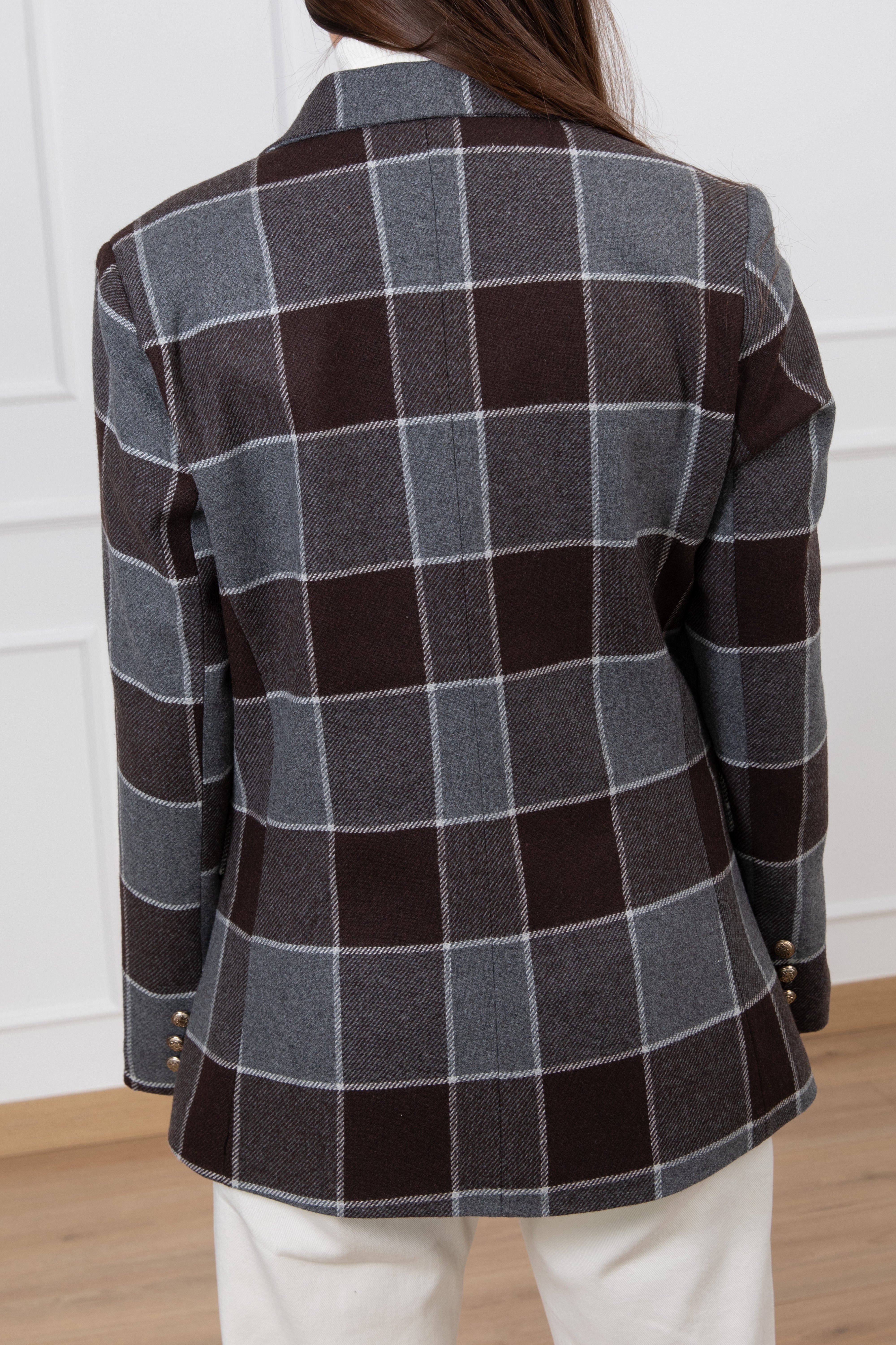 Giacca 4 bottoni check moro in lana Tensione IN