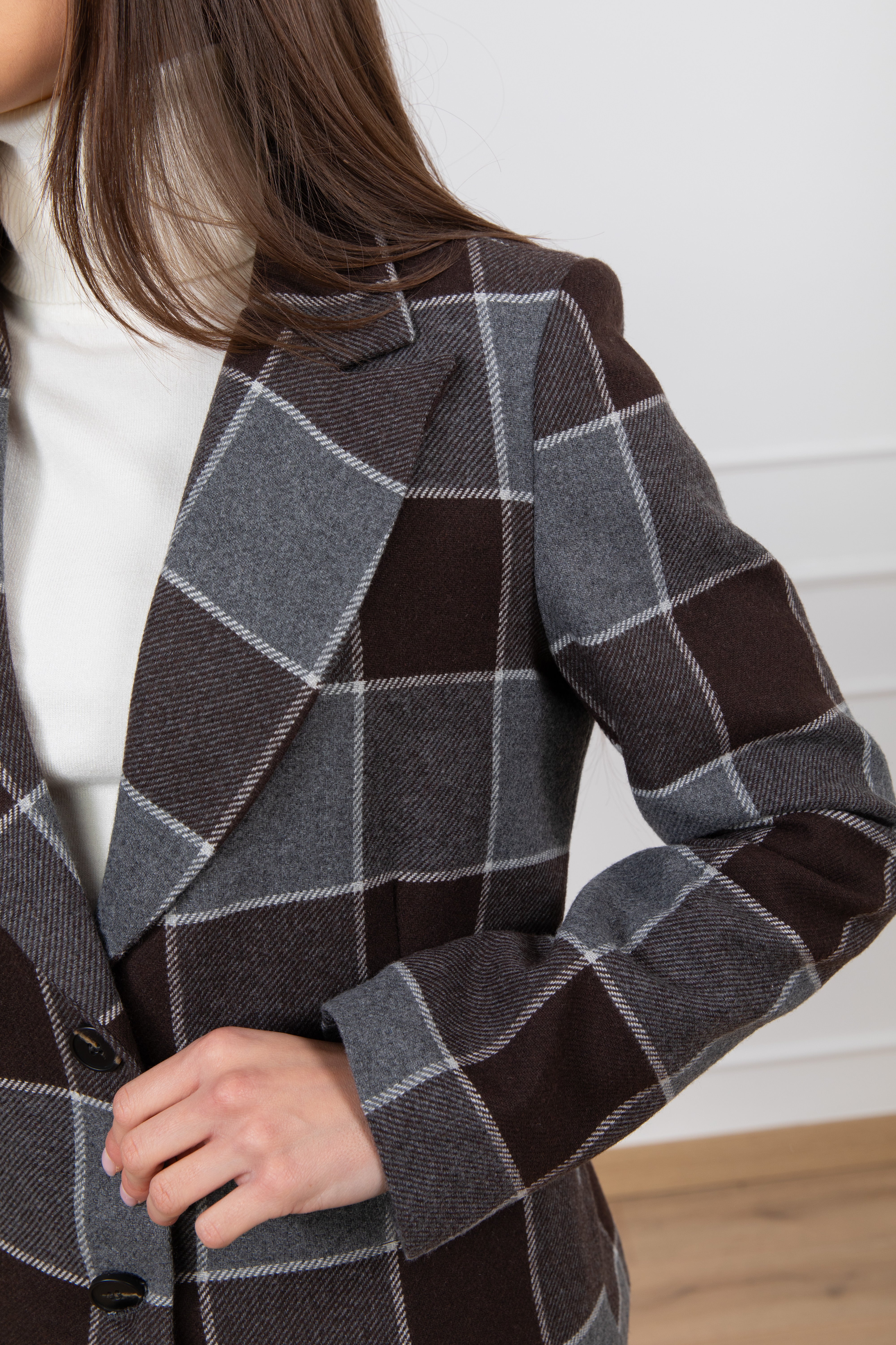 Giacca slim-fit check moro in lana Tensione IN