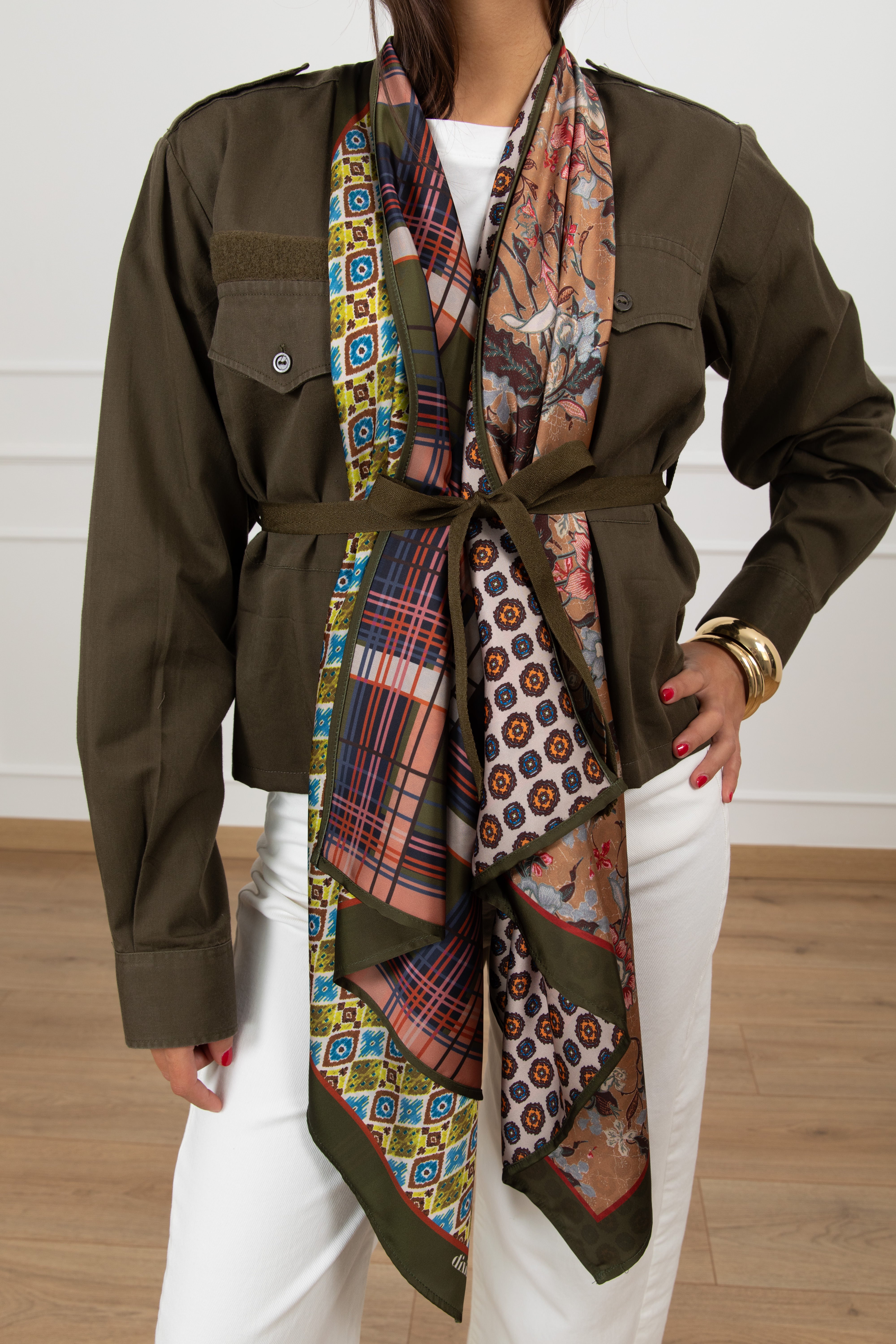 Giacca-parka con inserto foulard Dixie