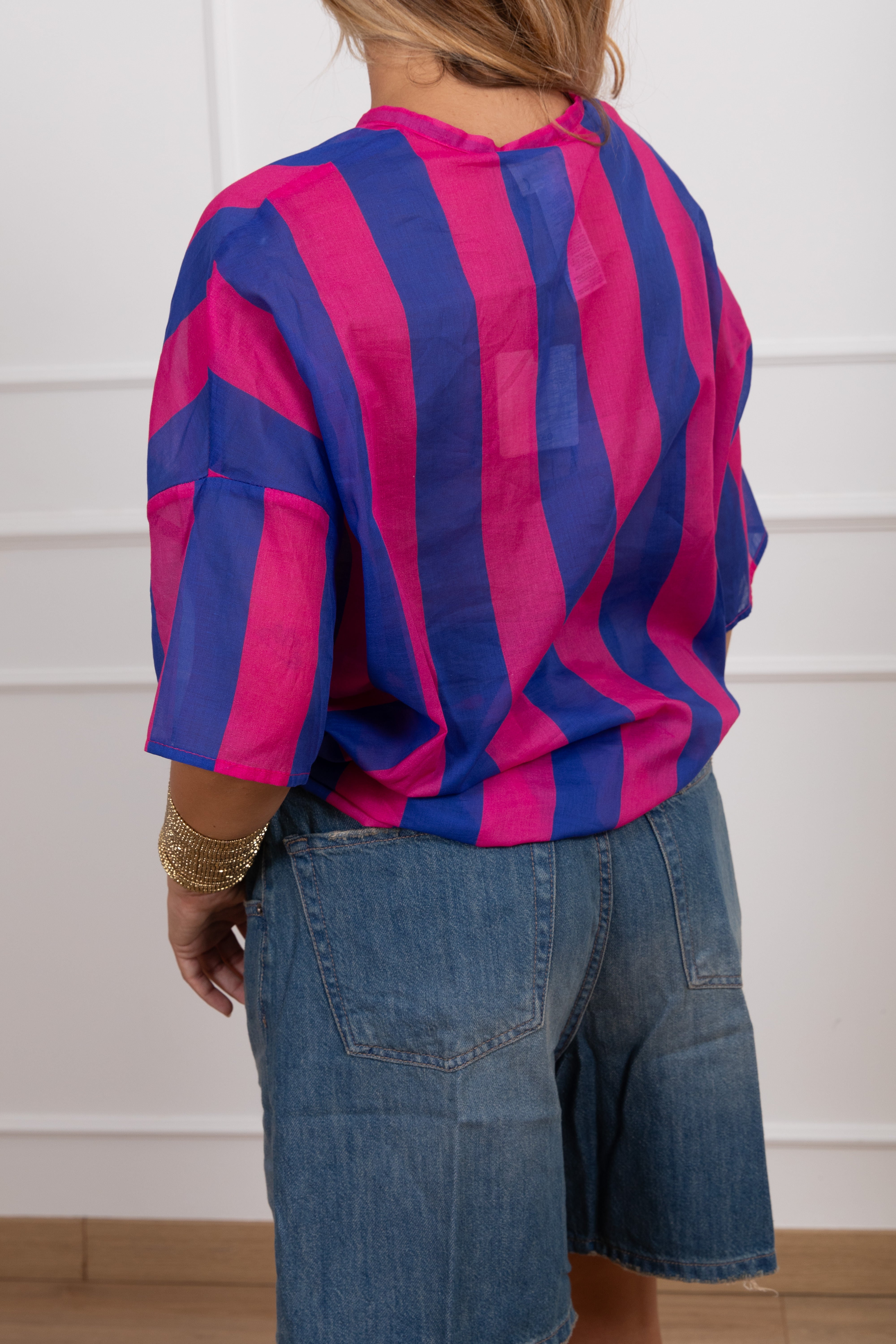 Camicia in mussola a righe con nodo ViCOLO