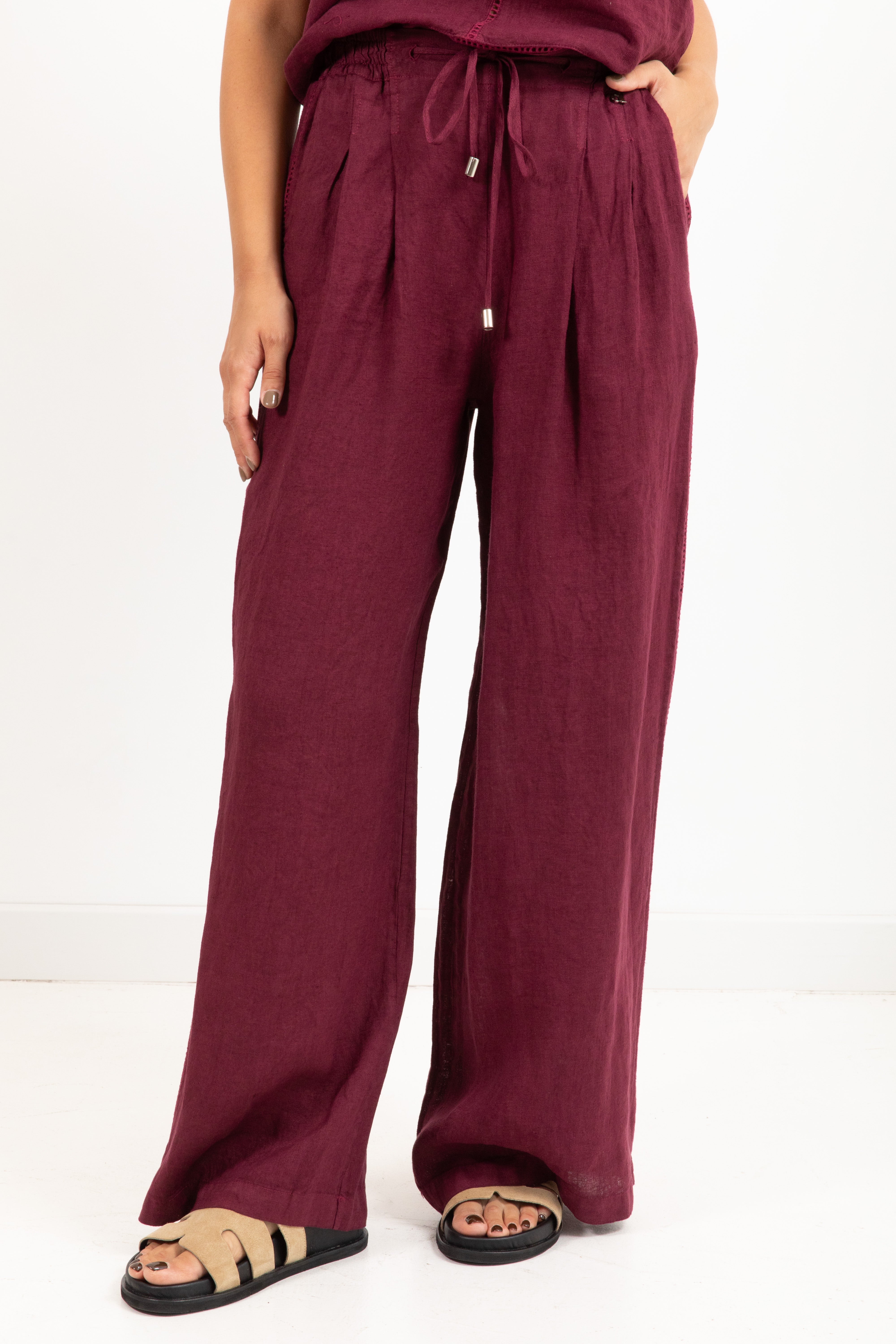 Pantalone con elastico 100% lino Dixie