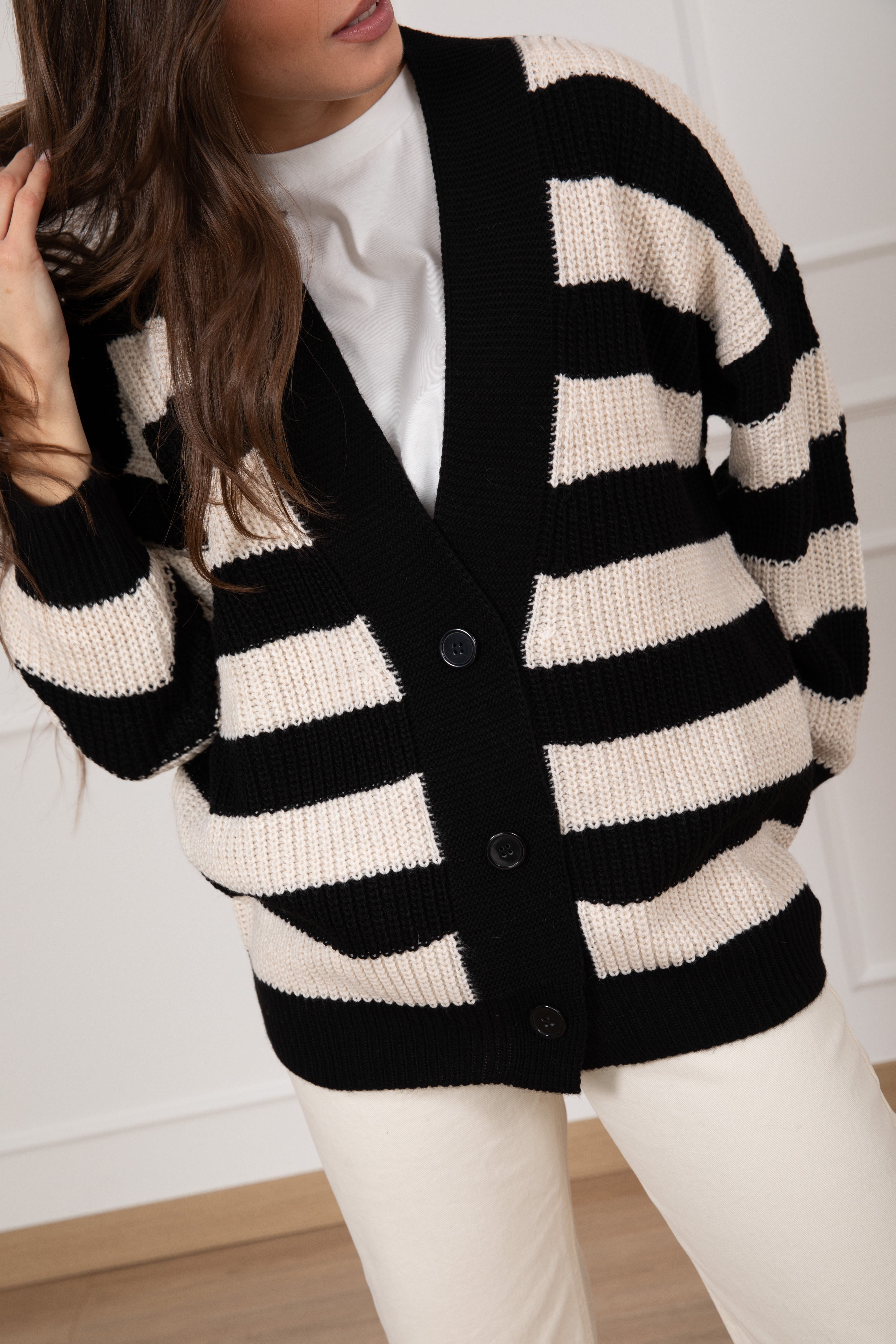 Cardigan a righe larghe Susy Mix