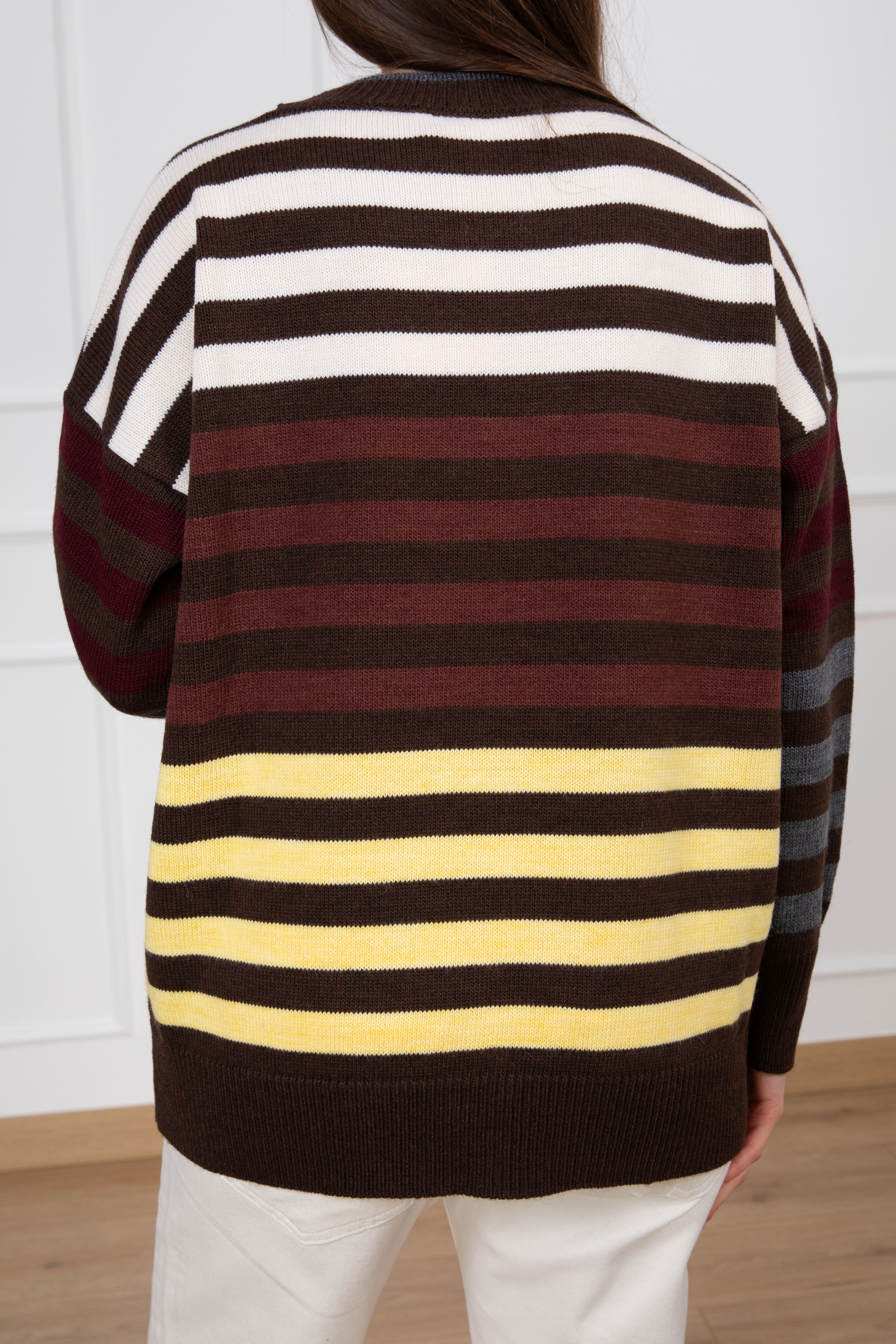 Maxi-pull girocollo a righe larghe multicolor ViCOLO