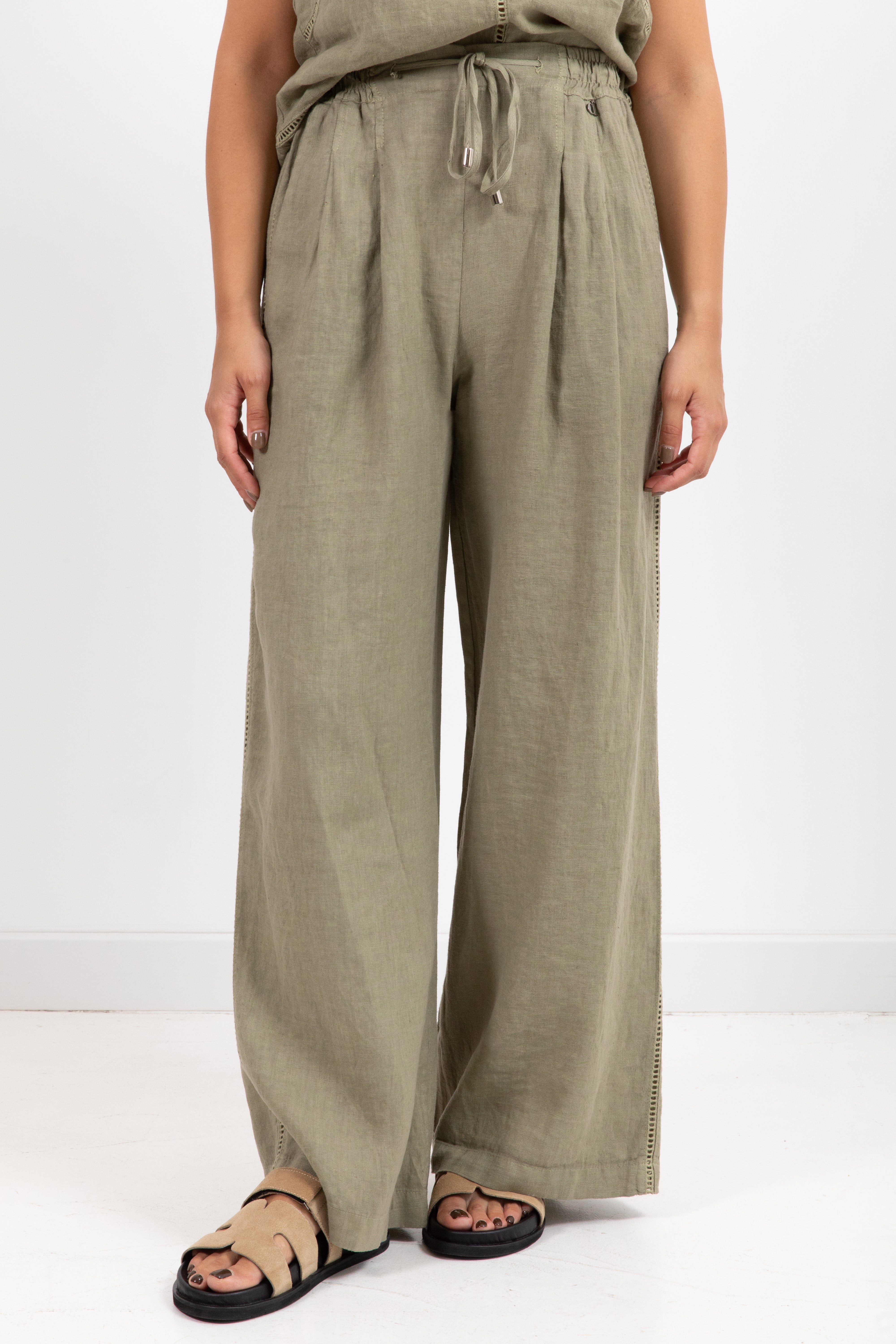 Pantalone con elastico 100% lino Dixie