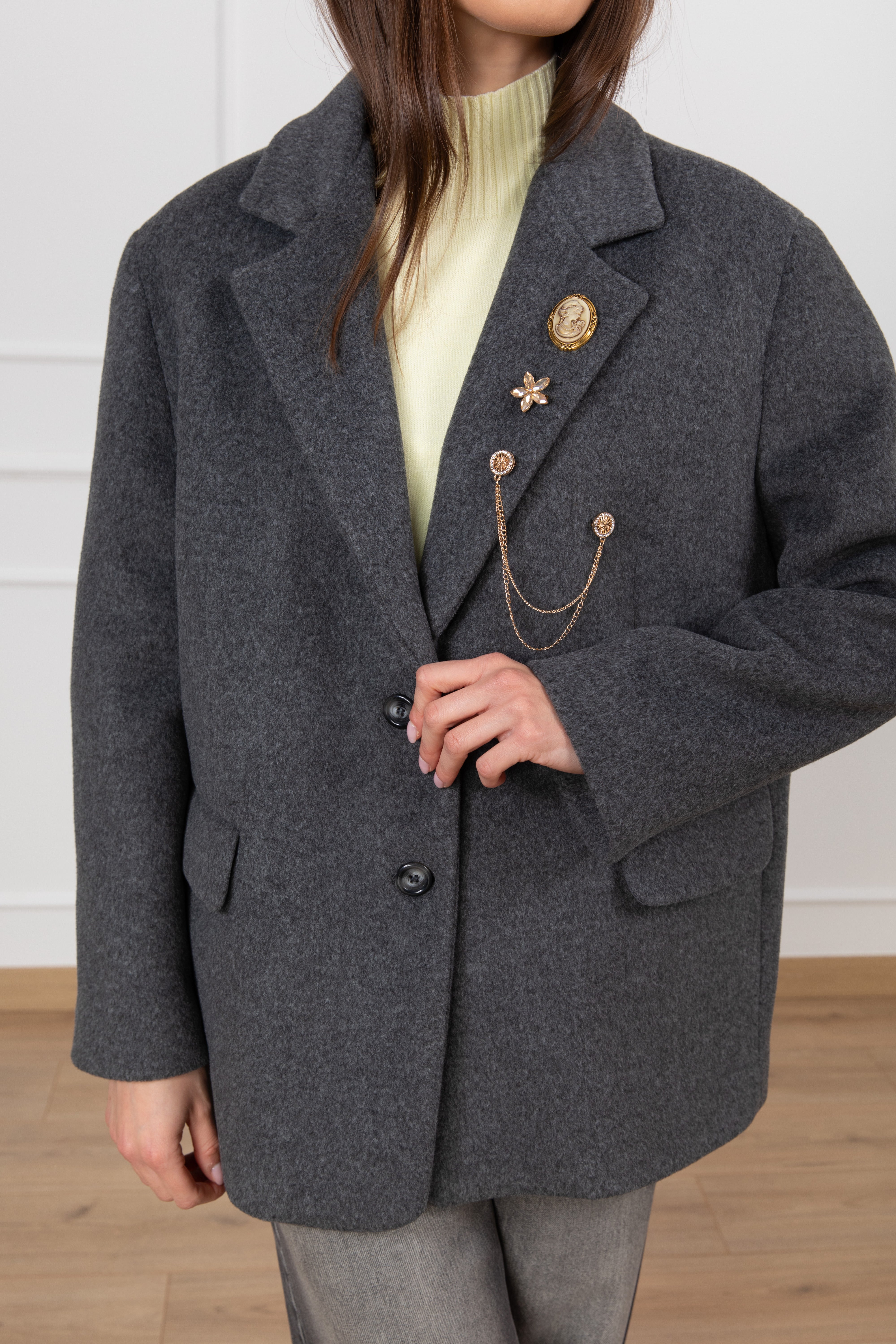 Giacca-cappotto 2 bottoni con spille ViCOLO