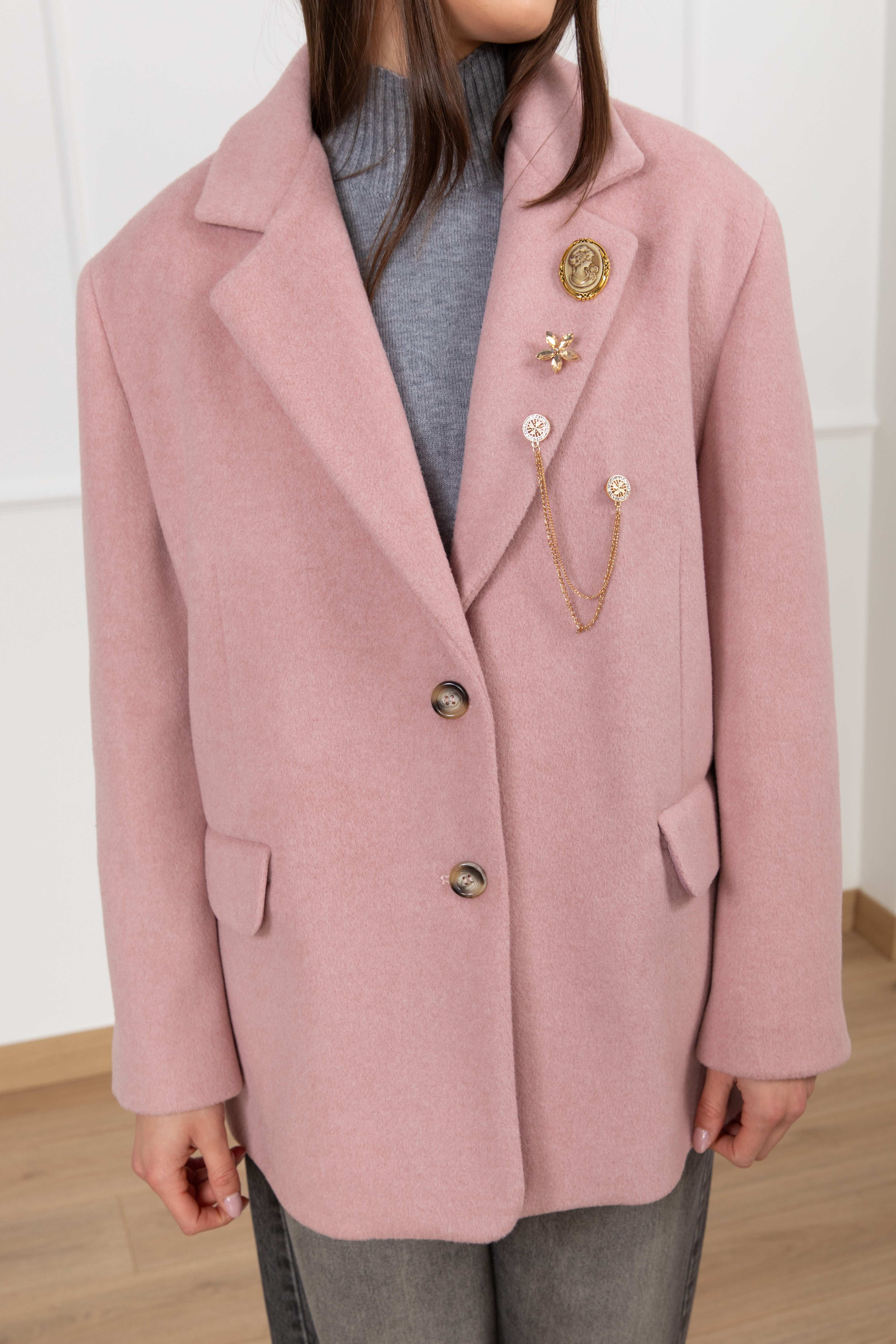 Giacca-cappotto 2 bottoni con spille ViCOLO